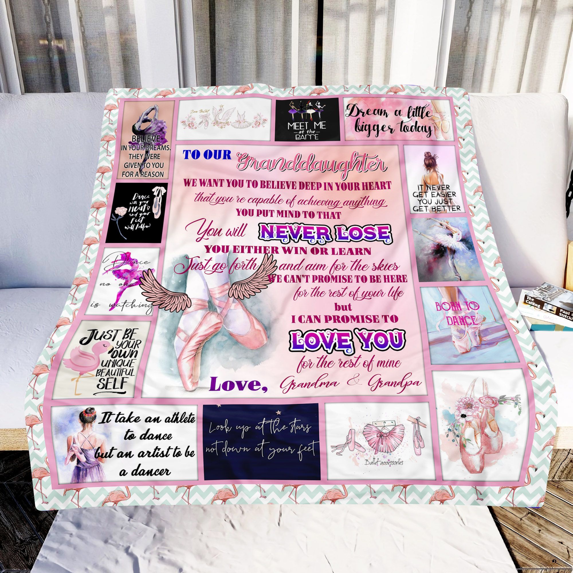 My Beloved Granddaughter Love Grandma And Grandpa Ballet Sherpa Fleece Blanket