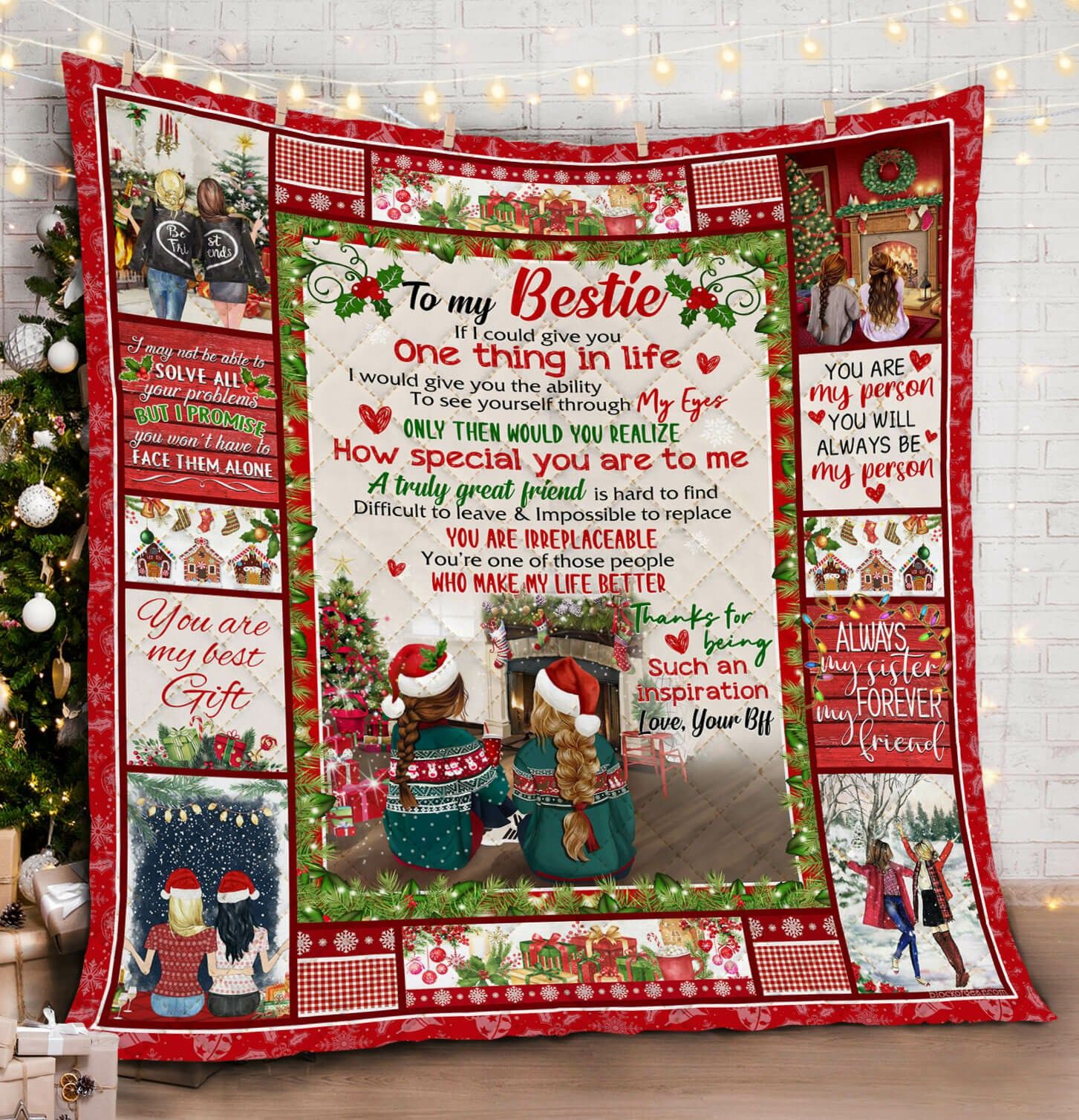 My Best Friend Merry Christmas HHC121138TH Quilt Blanket