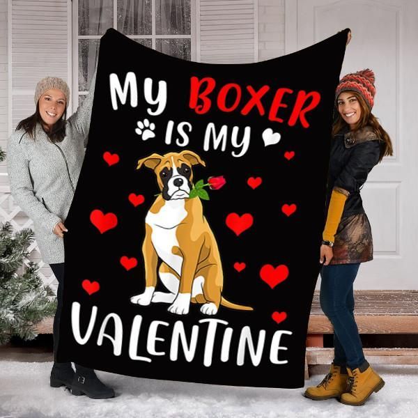 My Boxer Is My Valentine Sherpa Fleece Blanket