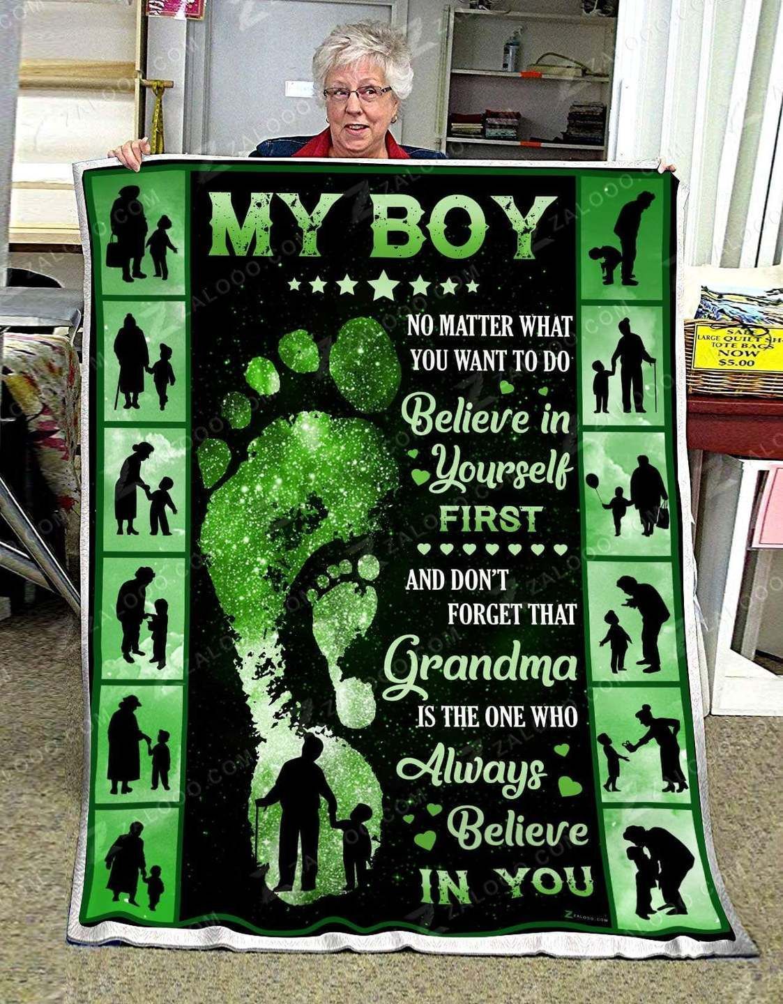 My Boy Footprints Sherpa Fleece Blanket
