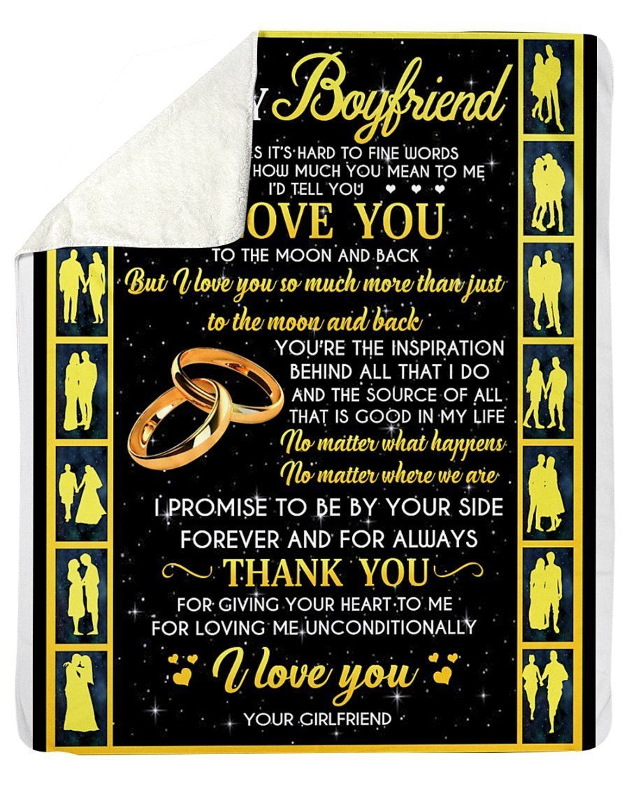 My Boyfriend Love More Than Moon And Back Quilt Thank You Blanket Sherpa Blanket