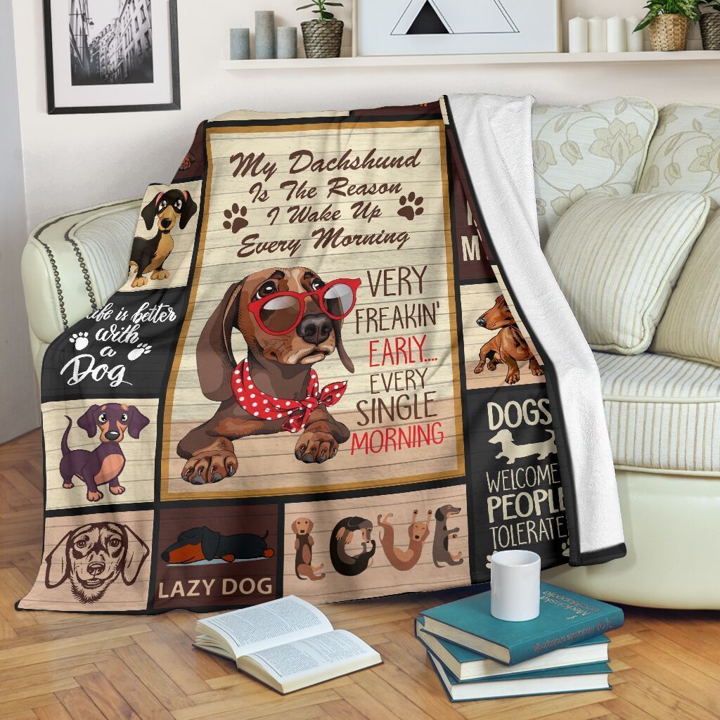 My Dachshund Is The Reason I Wake Up Every Morning Sherpa Fleece Blanket