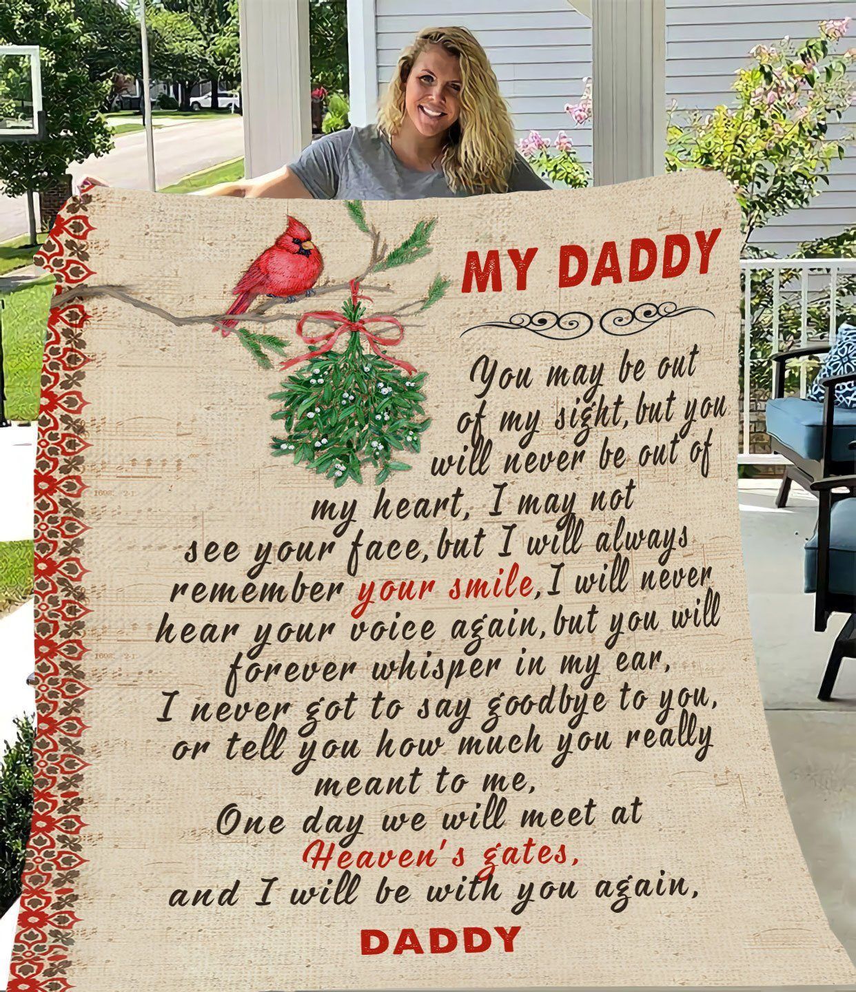 My Daddy I Will Be With You Again Cardinal Fleece Blanket
