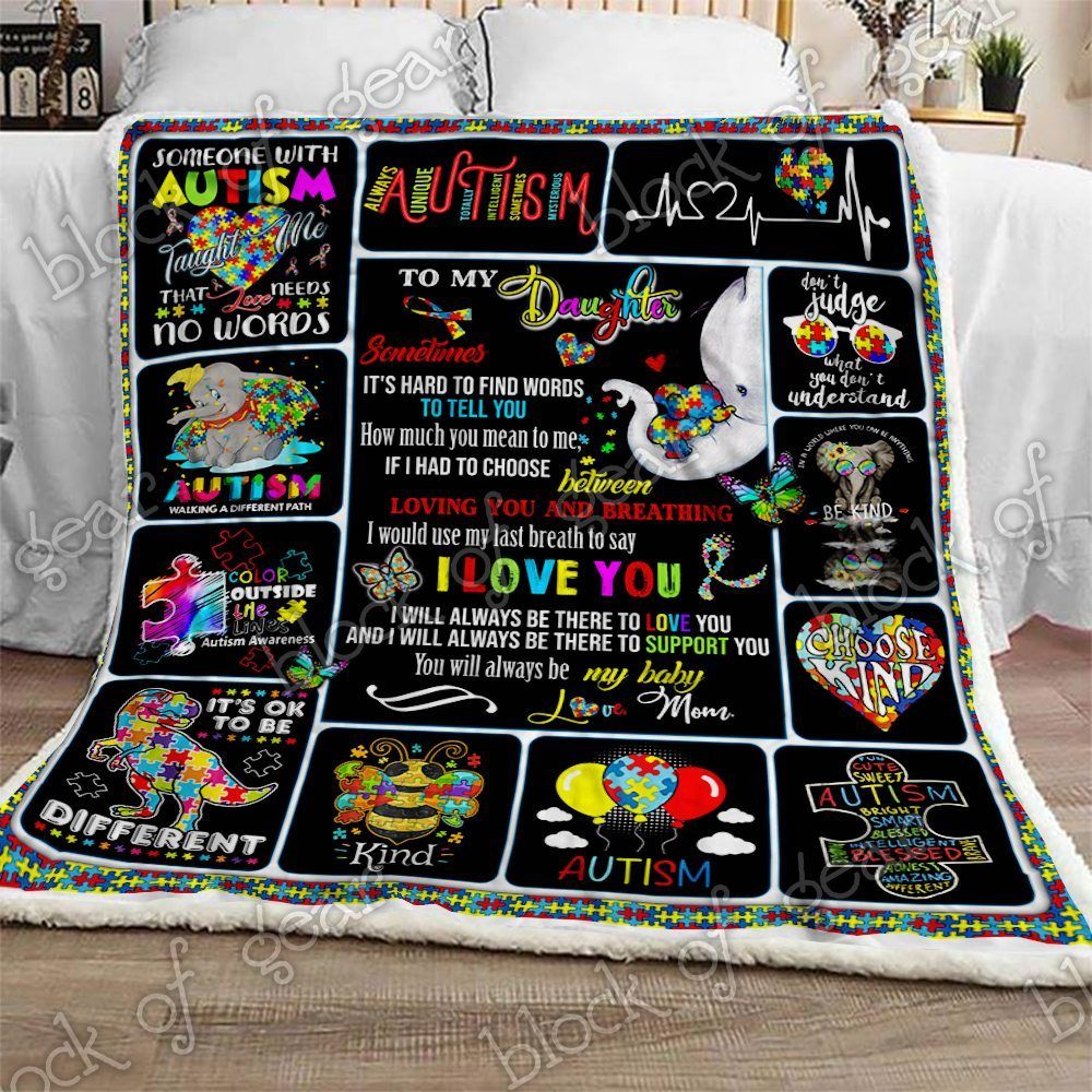 My Daughter Autism Sherpa Fleece Blanket