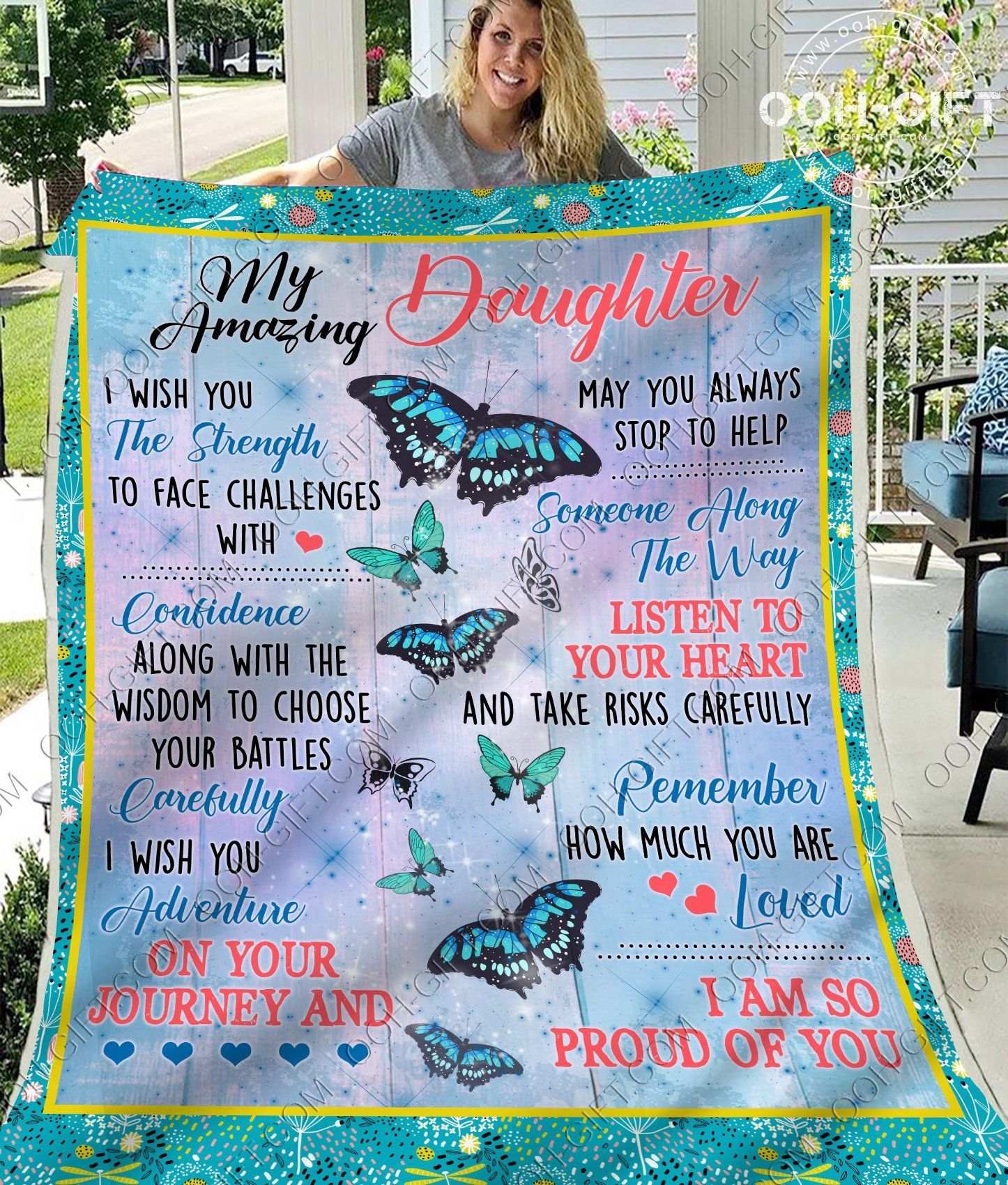 My Daughter Butterfly Sherpa Fleece Blanket