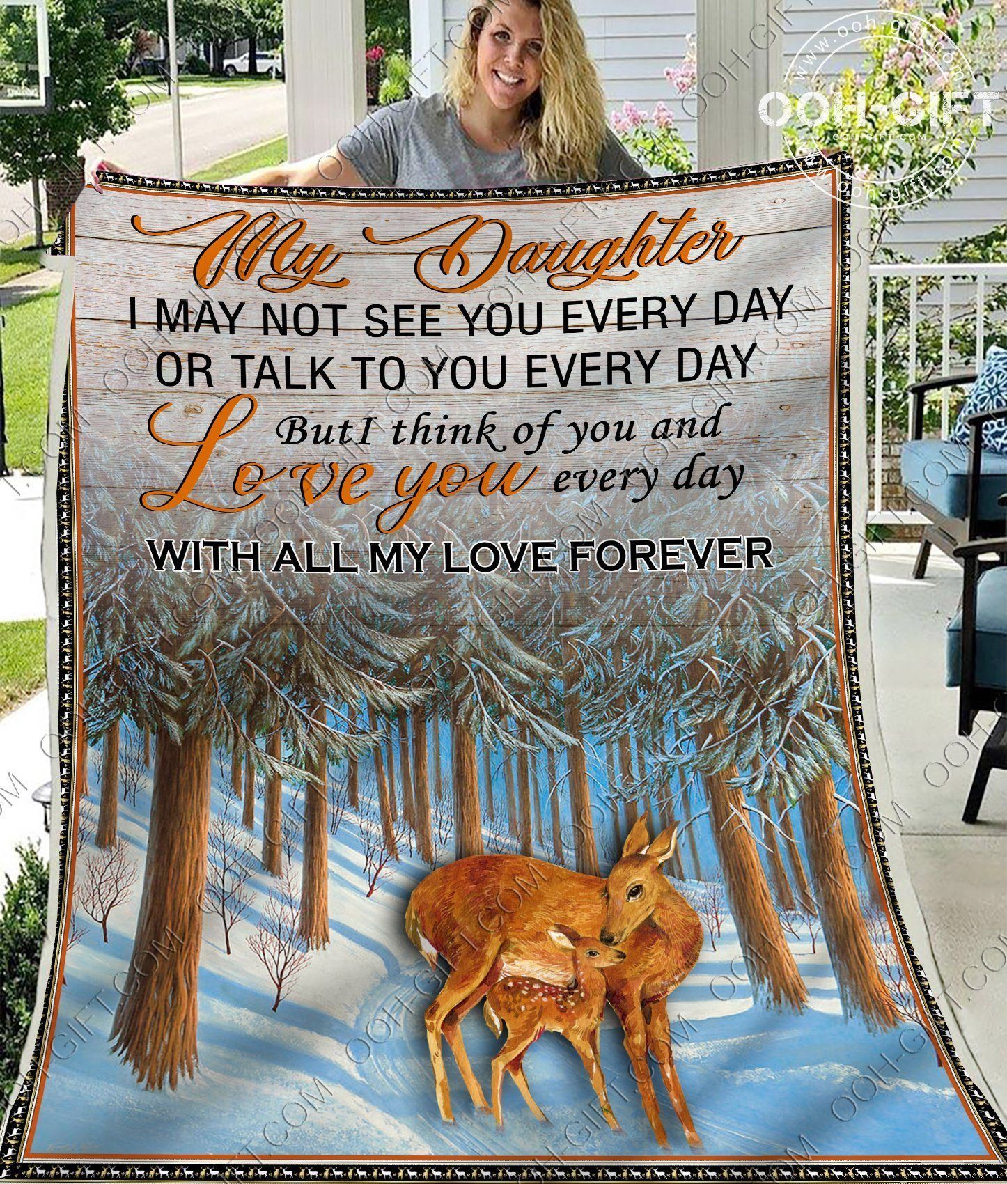 My Daughter Deer Sherpa Fleece Blanket