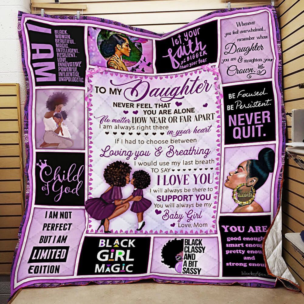 My Daughter I Will Always Be There To Support You Love Mom Black Woman Purple Version GS-CL-LD2506 Quilt Blanket