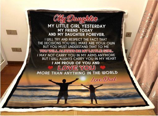 My Daughter Love You Beach Sherpa Fleece Blanket
