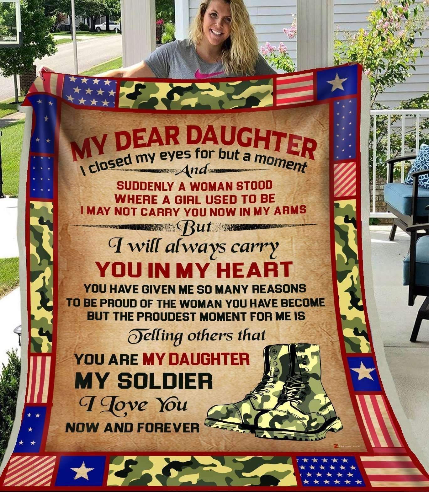 My Daughter My Soldier I Closed My Eyes Sherpa Fleece Blanket