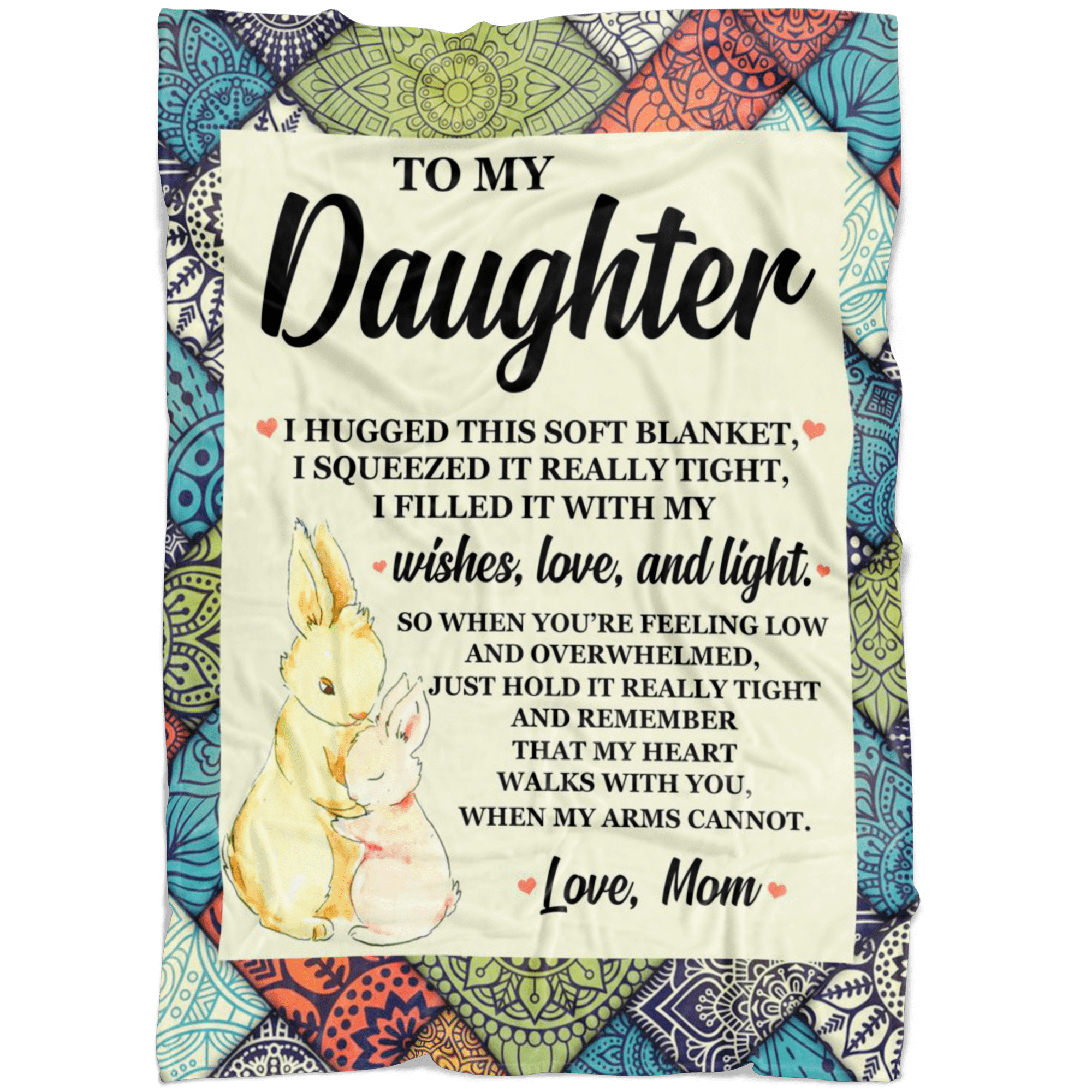 My Daughter Rabbit Mom And Baby Love Printed Fleece Blanket