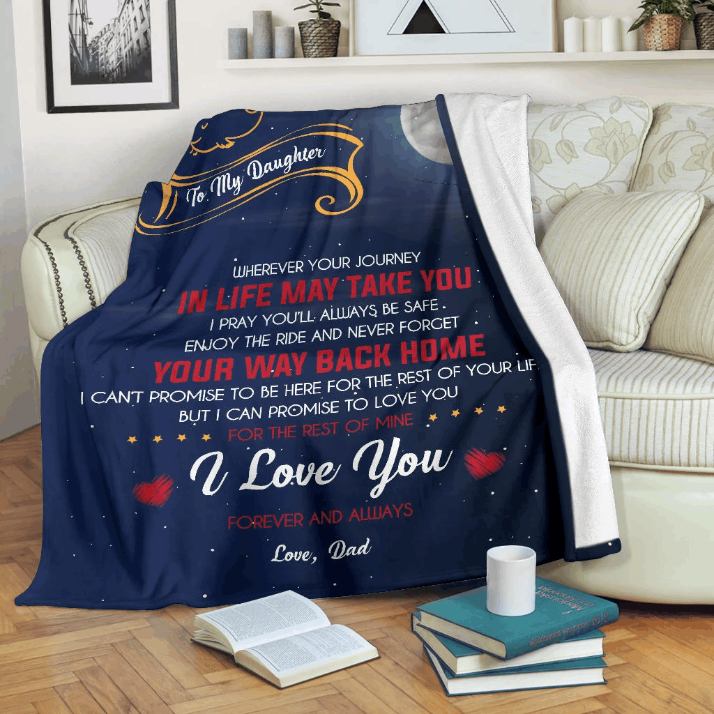 My Daughter Wherever Your Journey Dad Sherpa Fleece Blanket