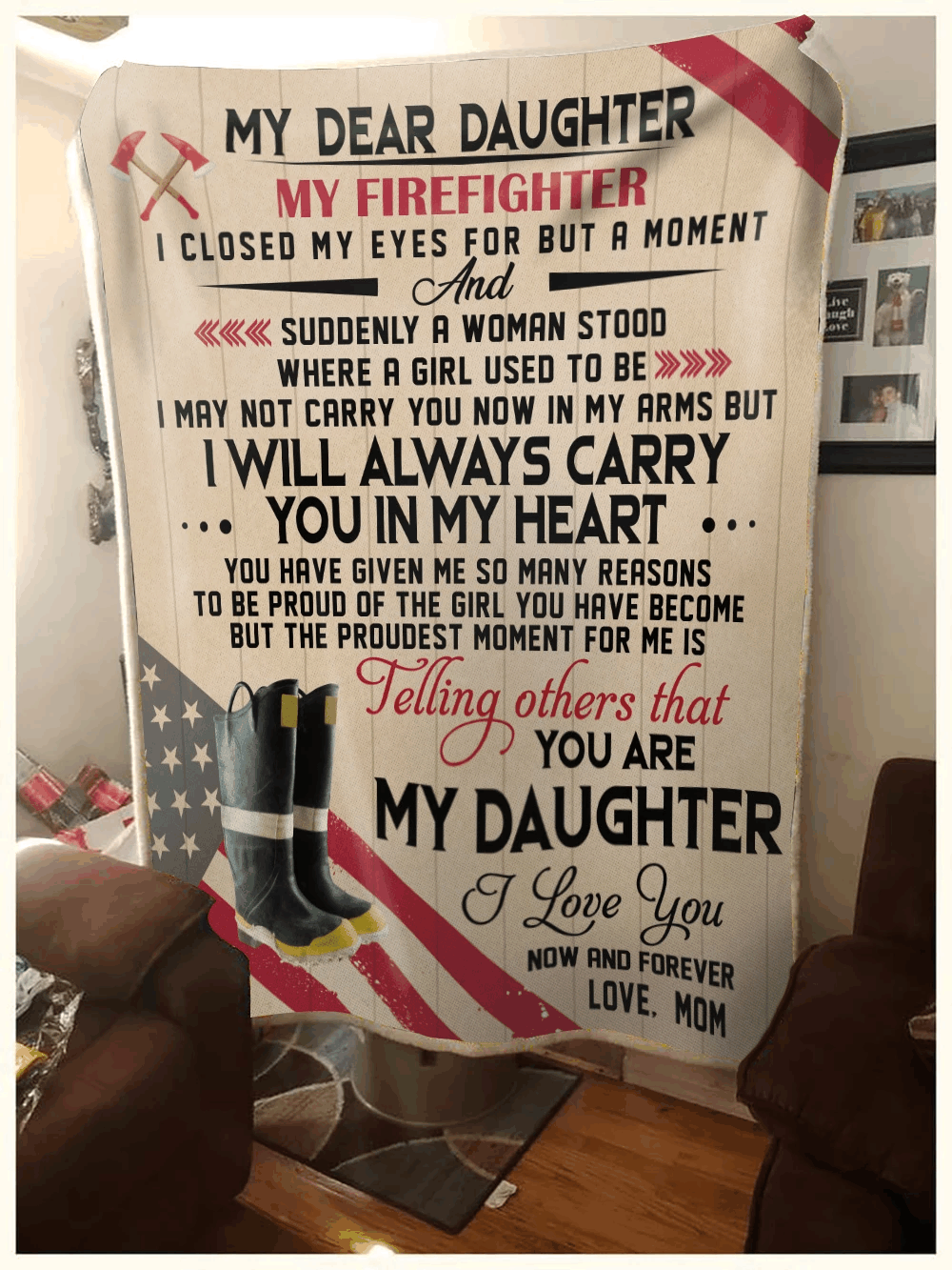 My Dear Daughter My Firefighter Sherpa Fleece Blanket