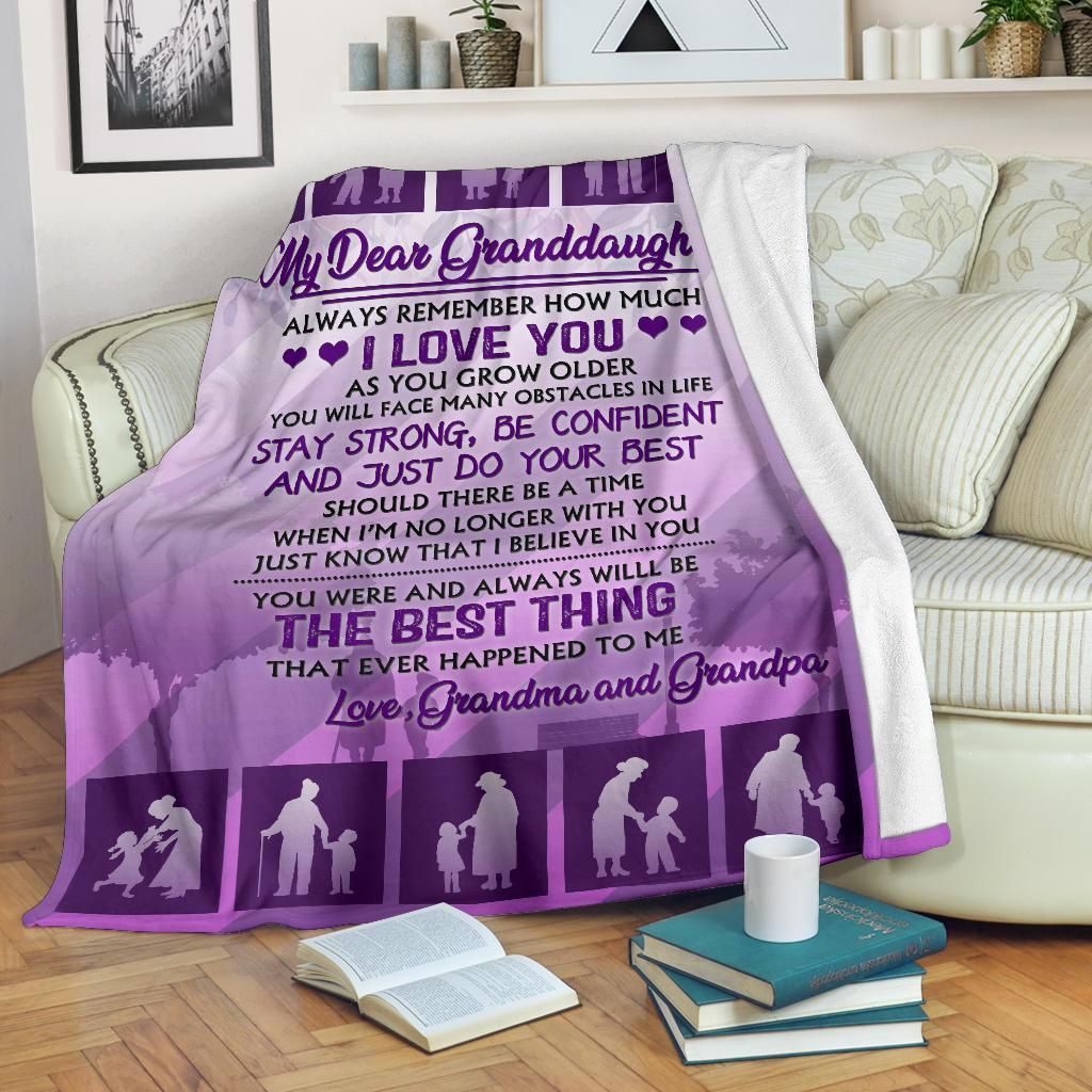 My Dear Granddaughter Camping Sherpa Fleece Blanket