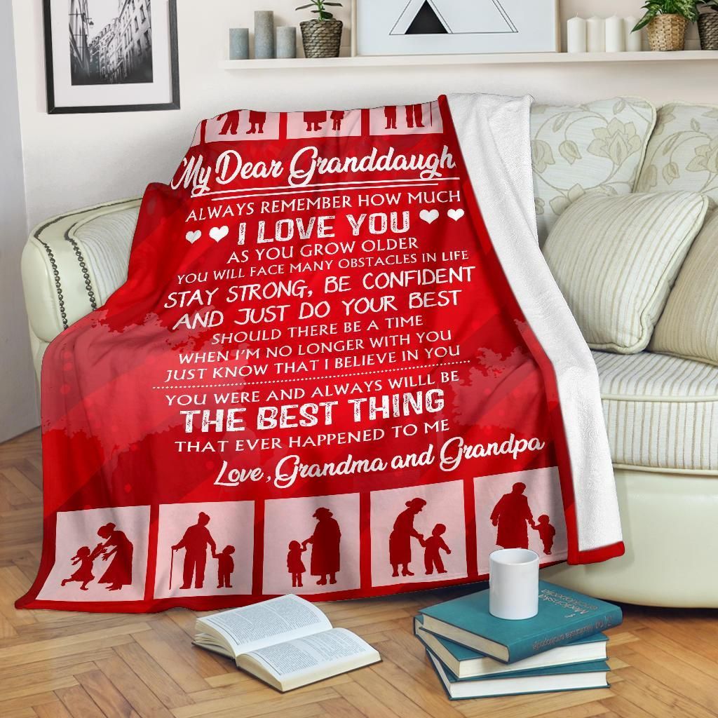 My Dear Granddaughter Camping Sherpa Fleece Blanket