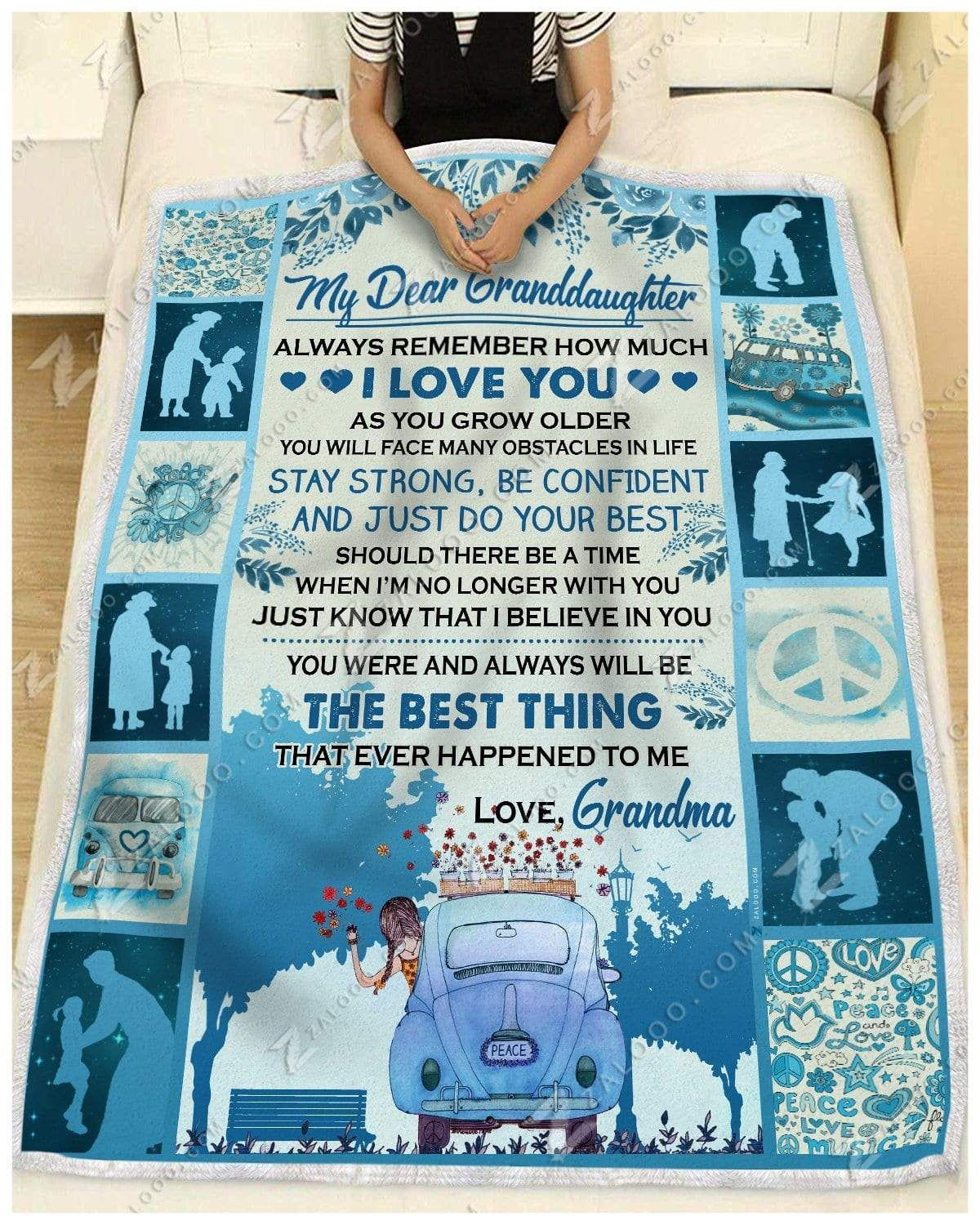 My Dear Granddaughter Love Grandma Sherpa Fleece Blanket