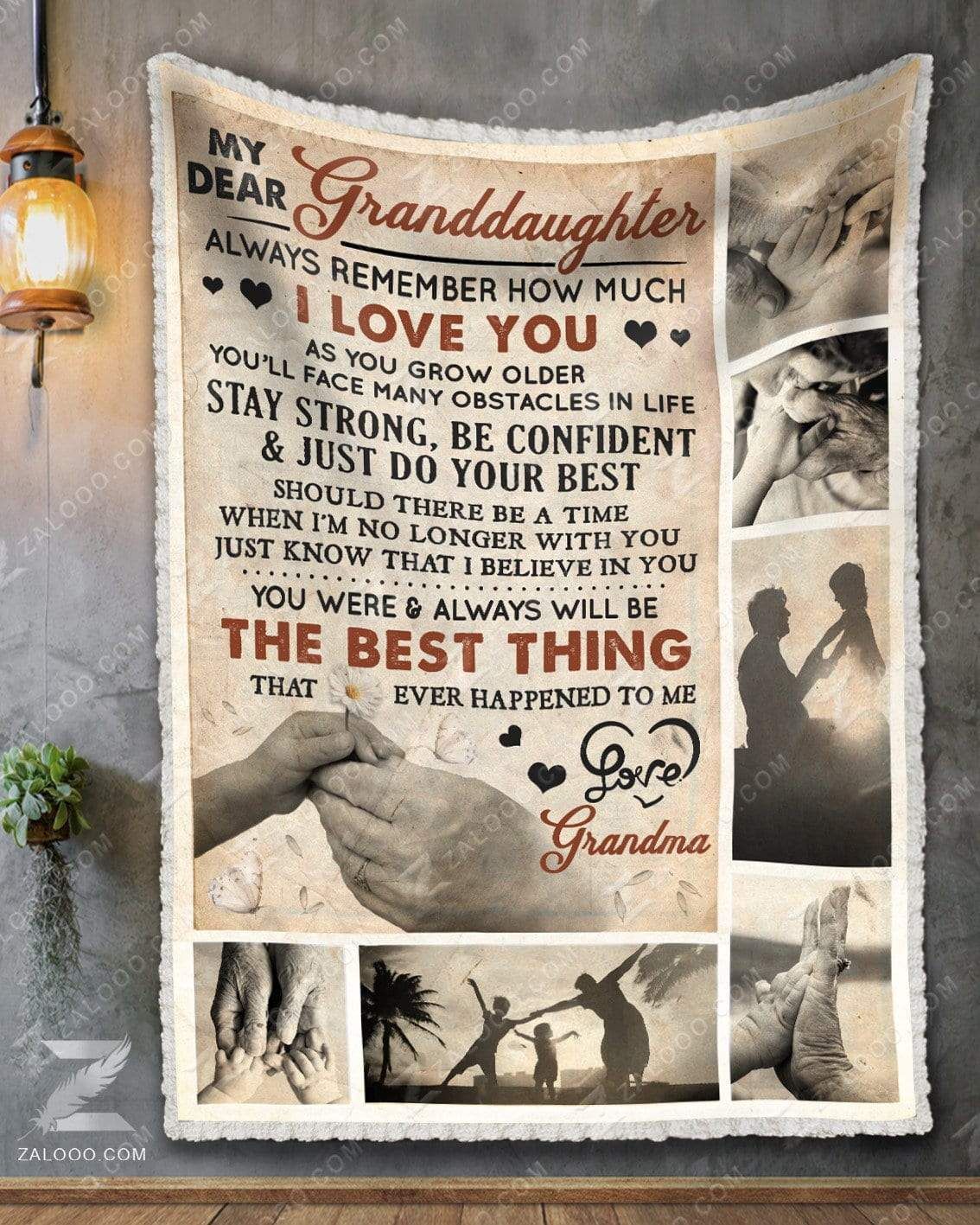 My Dear Granddaughter Love Grandma Sherpa Fleece Blanket