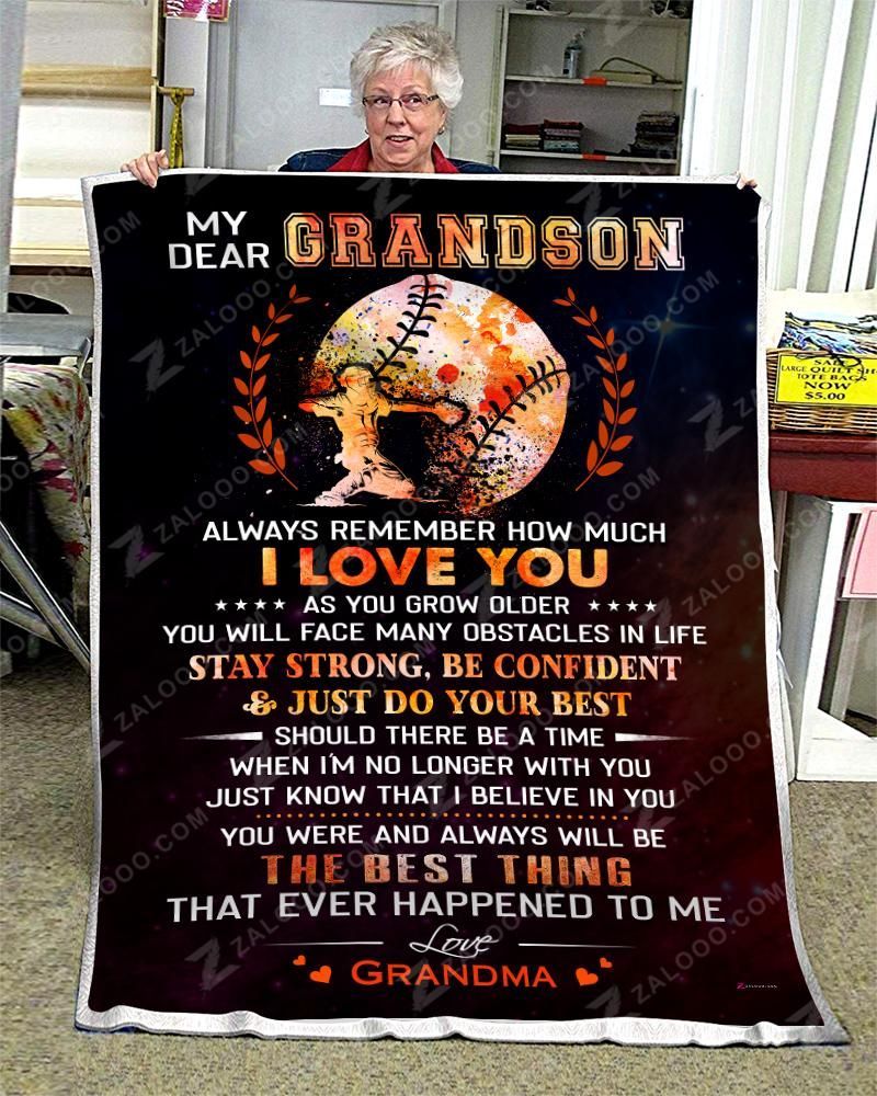 My Dear Grandson Grandma Softball Sherpa Fleece Blanket