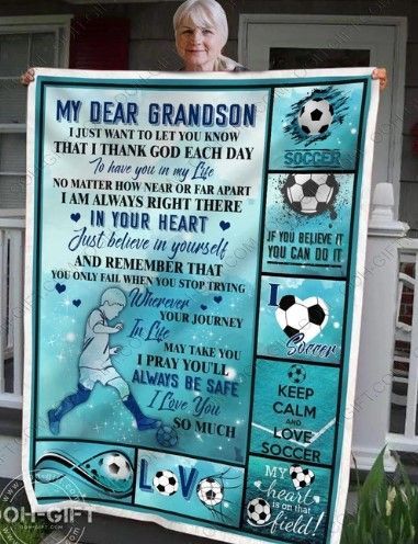 My Dear Grandson Soccer Sherpa Fleece Blanket