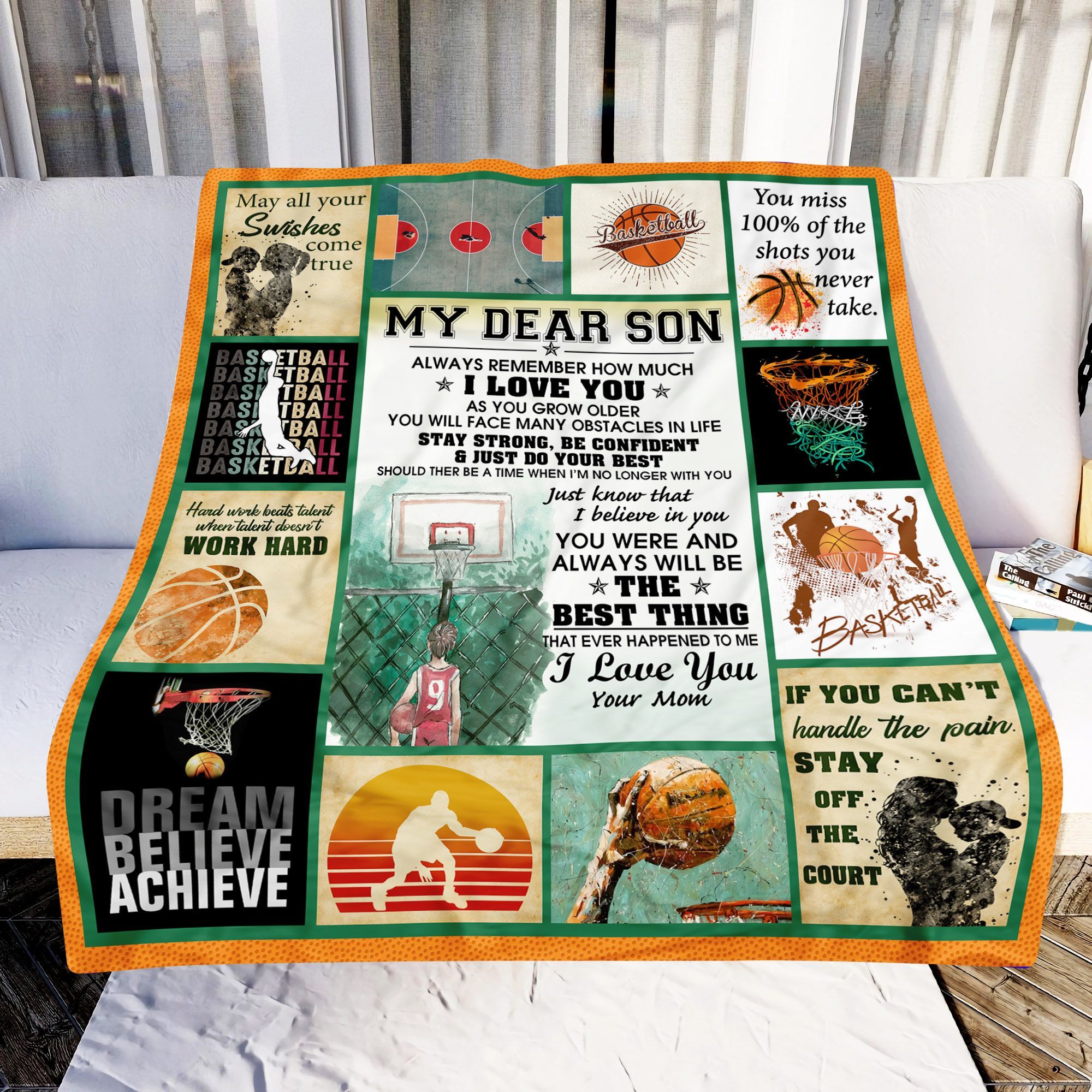My Dear Son Basketball Sherpa Fleece Blanket