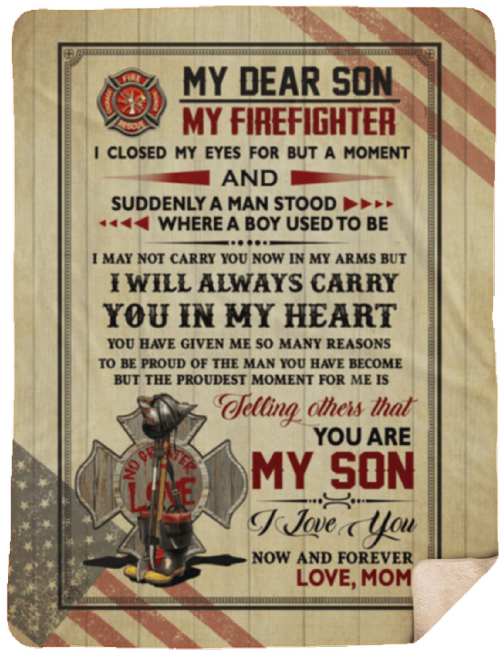 My Dear Son My Firefighter Sherpa Fleece Blanket