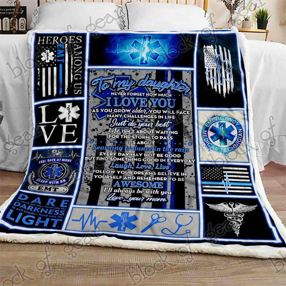 My Emt Daughter Sherpa Fleece Blanket