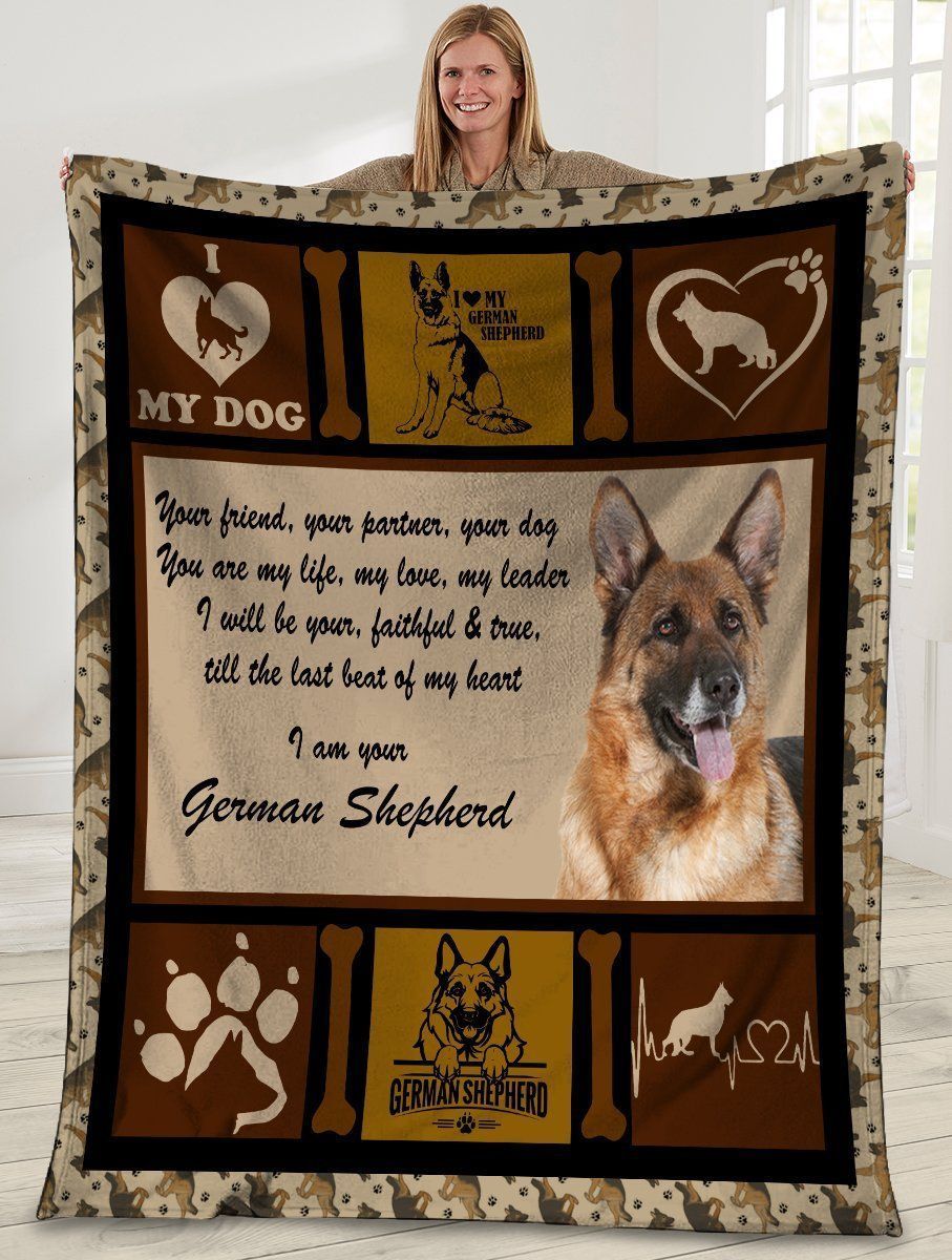 My Friend My Partner My Dog My Life German Shepherd Dog Fleece Blanket