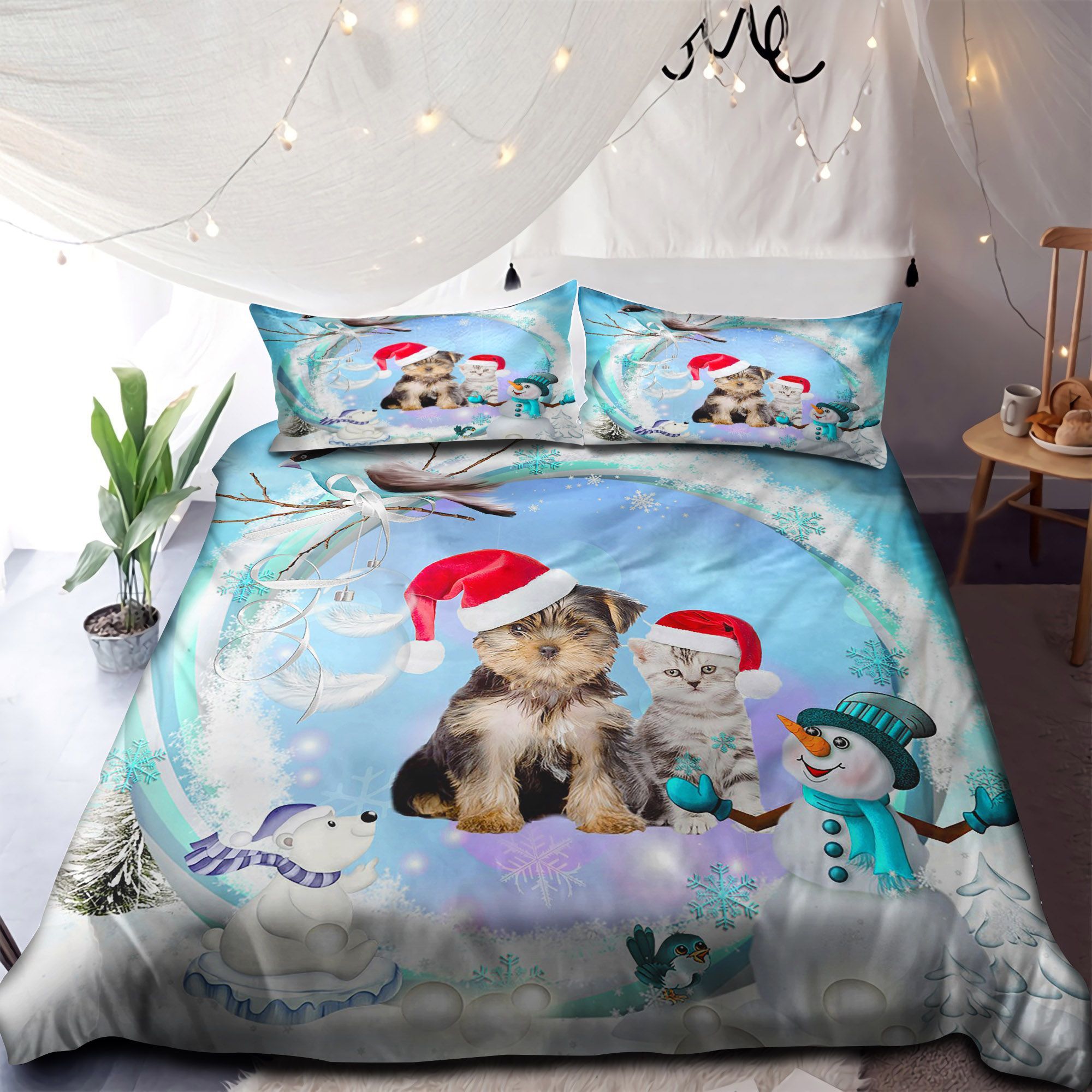My Friends Dog And Cat Merry Christmas Bedding Set