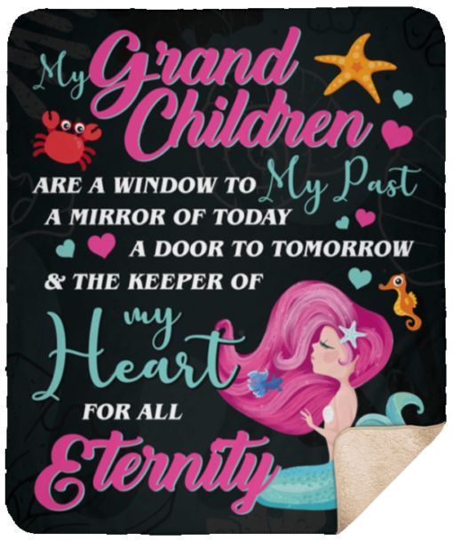 My Grandchildren Mermaid Sherpa Fleece Blanket