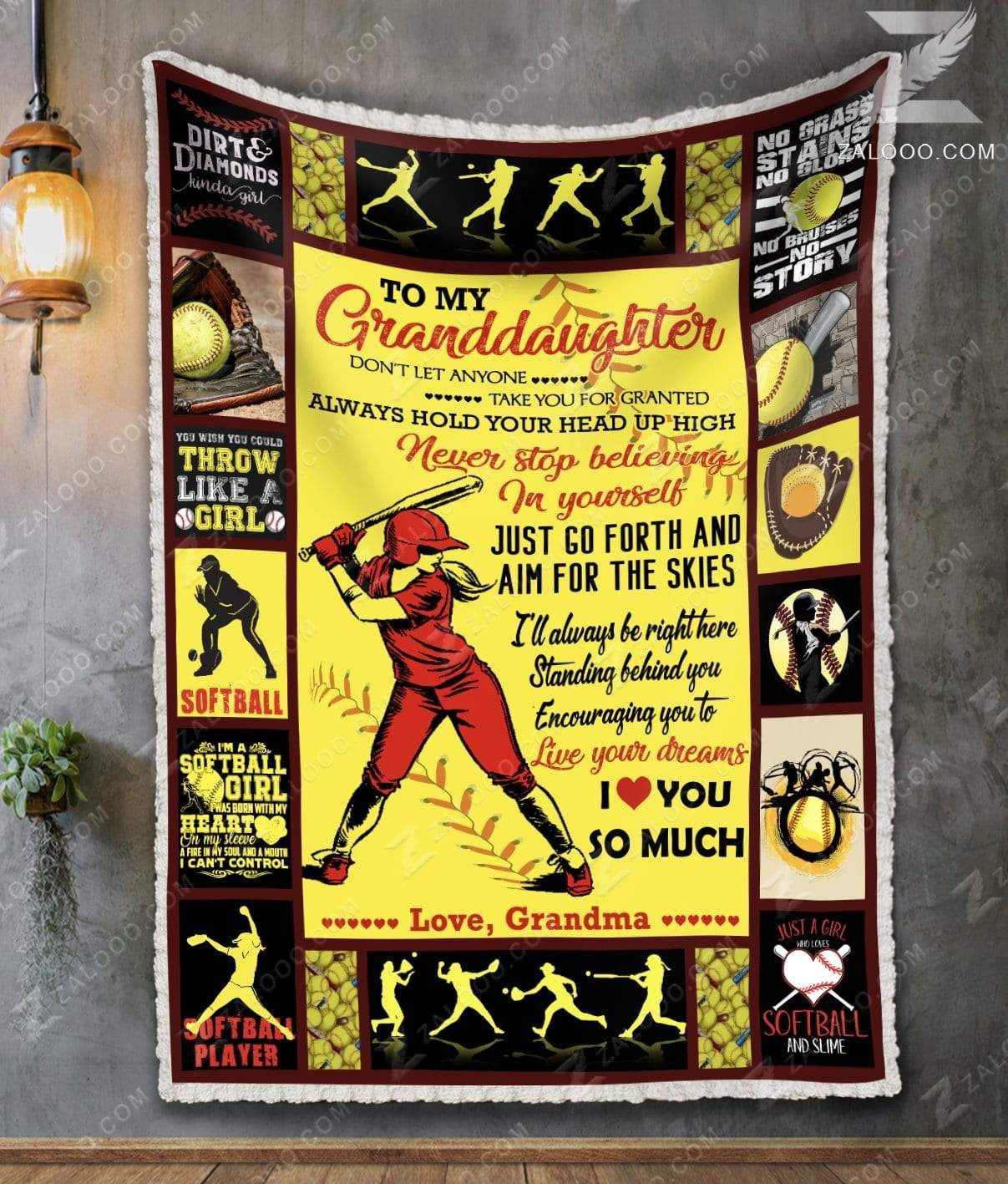 My Granddaughter Baseball Sherpa Fleece Blanket