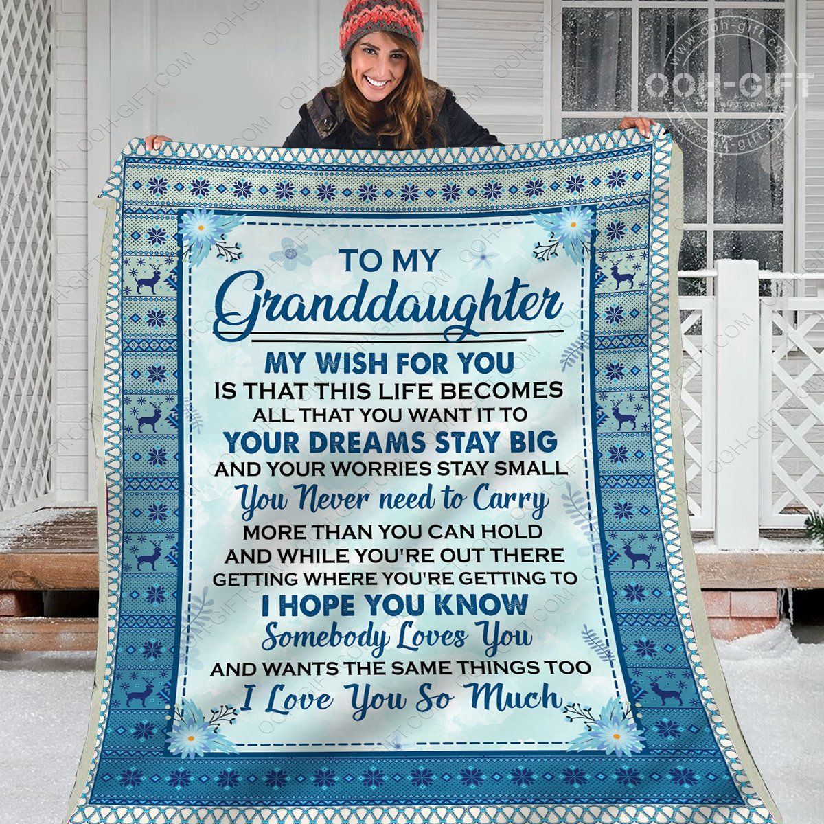 My Granddaughter Blue Sherpa Fleece Blanket