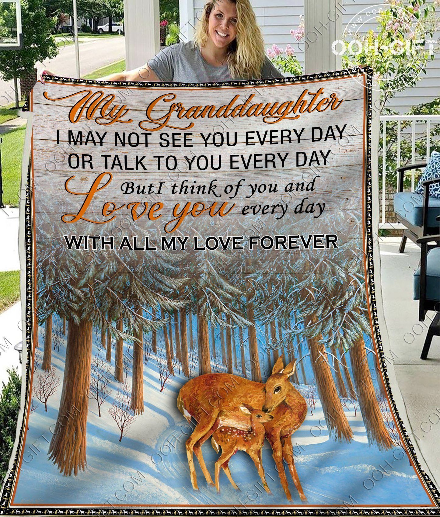 My Granddaughter Deer Sherpa Fleece Blanket