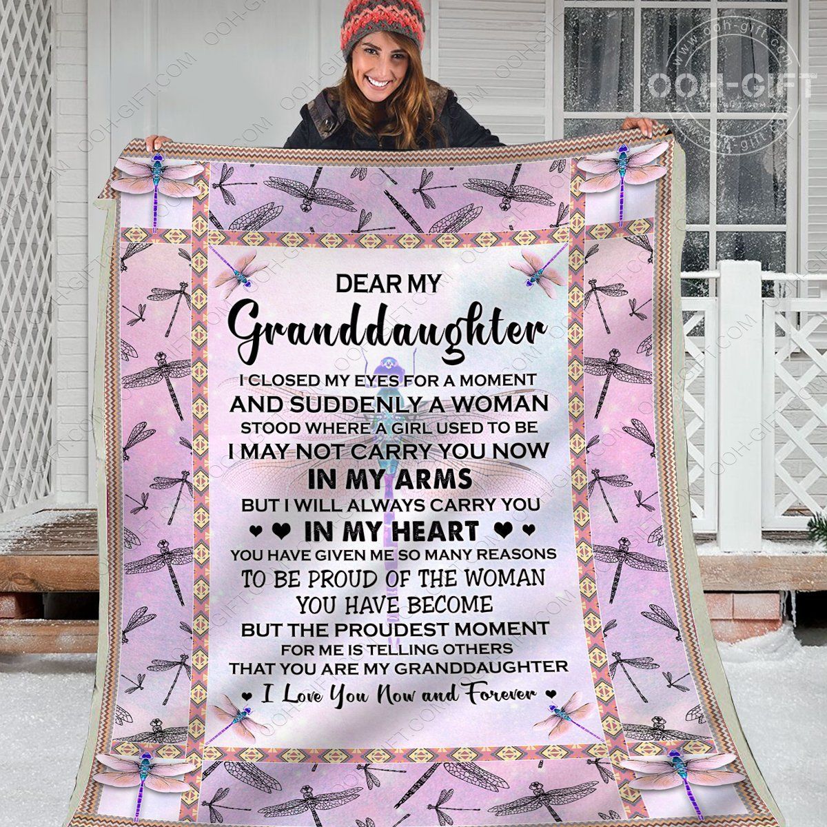 My Granddaughter Dragonfly Sherpa Fleece Blanket
