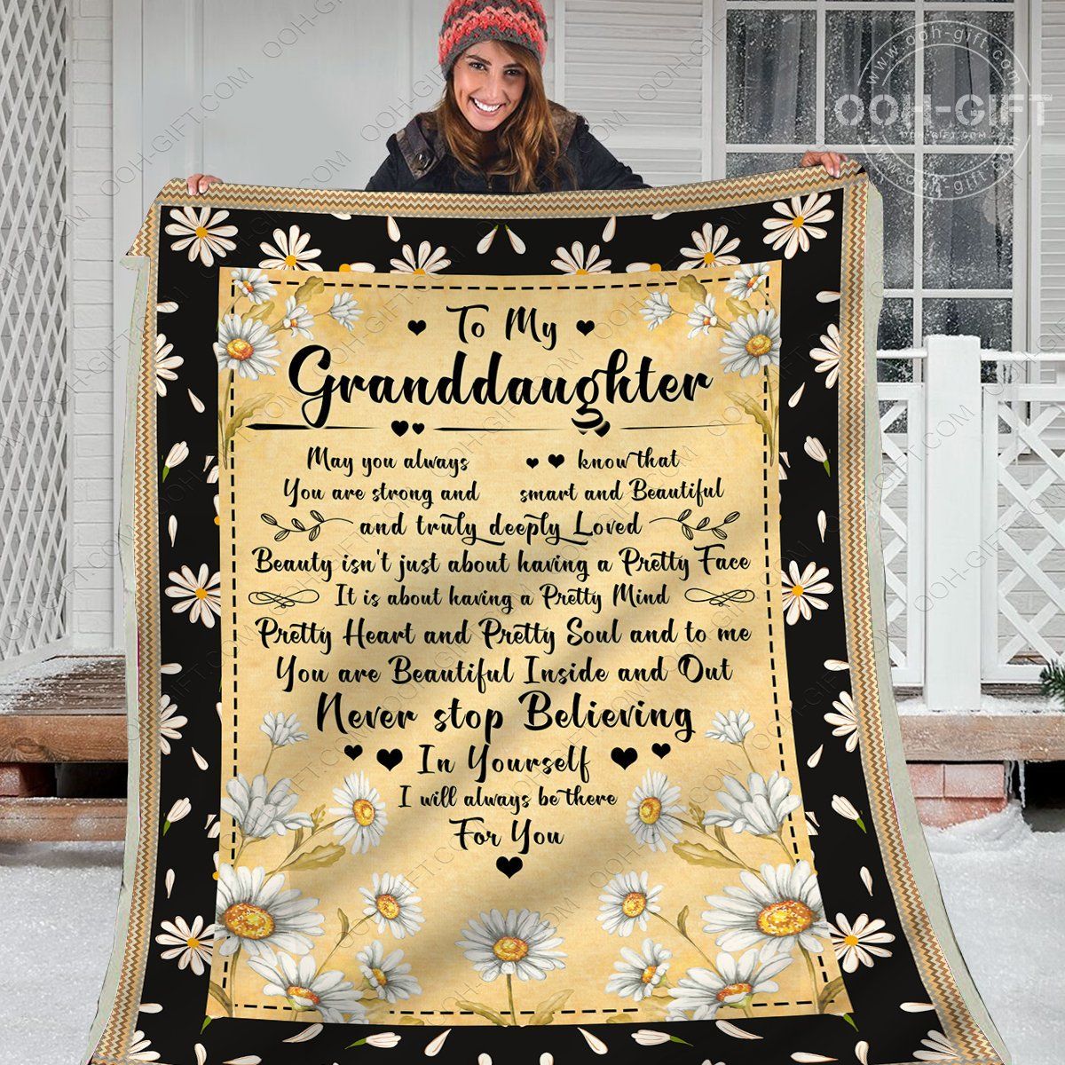 My Granddaughter Flower Sherpa Fleece Blanket