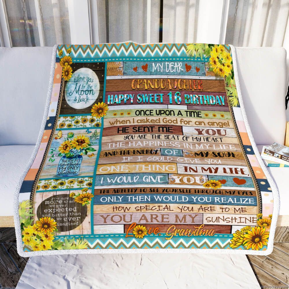 My Granddaughter Happy Sweet 16 Birthday Sherpa Fleece Blanket
