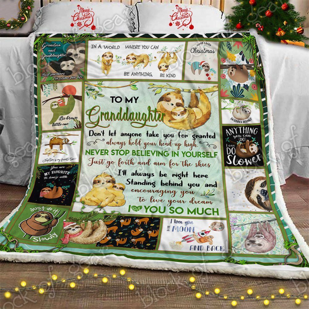 My Granddaughter I Love You A Sloth Grandma Fleece Blanket