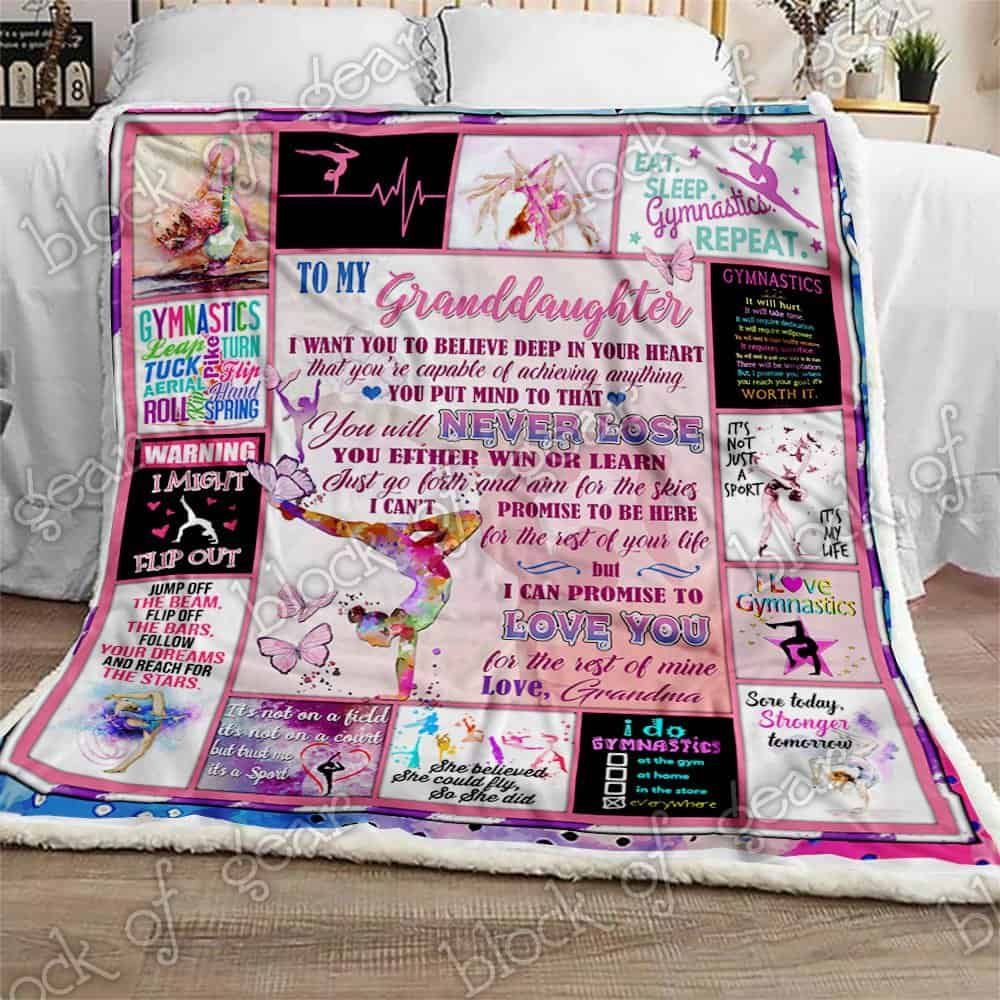 My Granddaughter I Love You Grandma Gymnastics Fleece Blanket