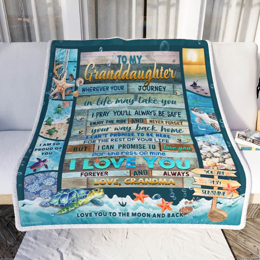 My Granddaughter Lovely Turtle Sherpa Fleece Blanket