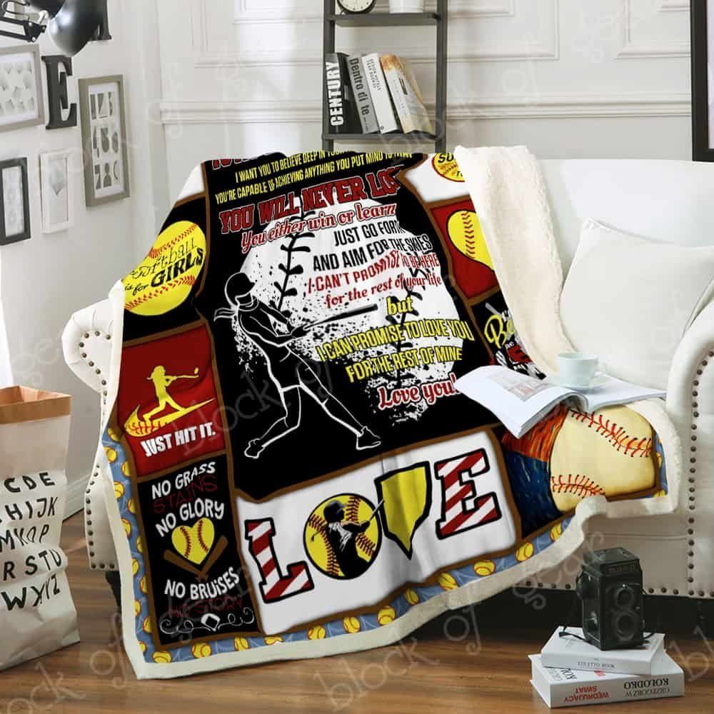 My Granddaughter My Softball Princess Sherpa Fleece Blanket