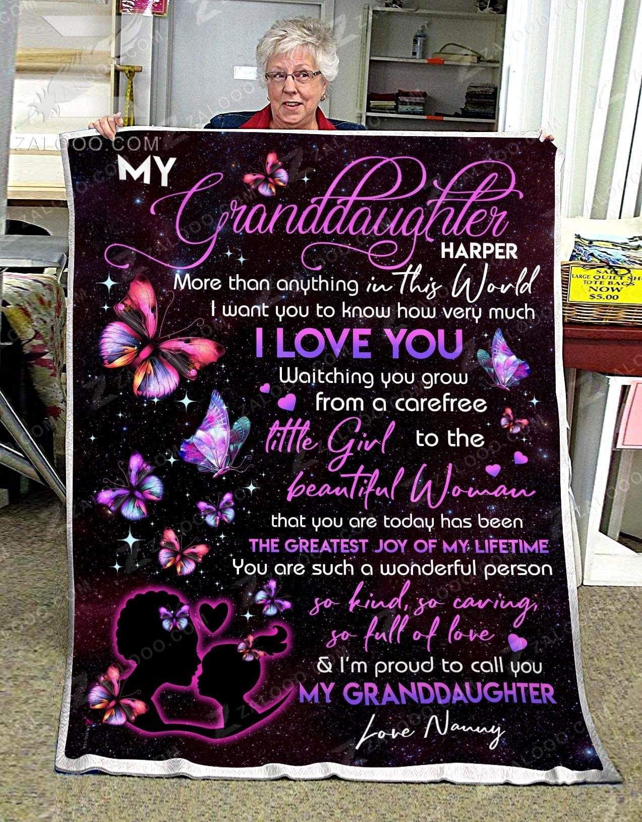 My Granddaughter Nanny Sherpa Fleece Blanket