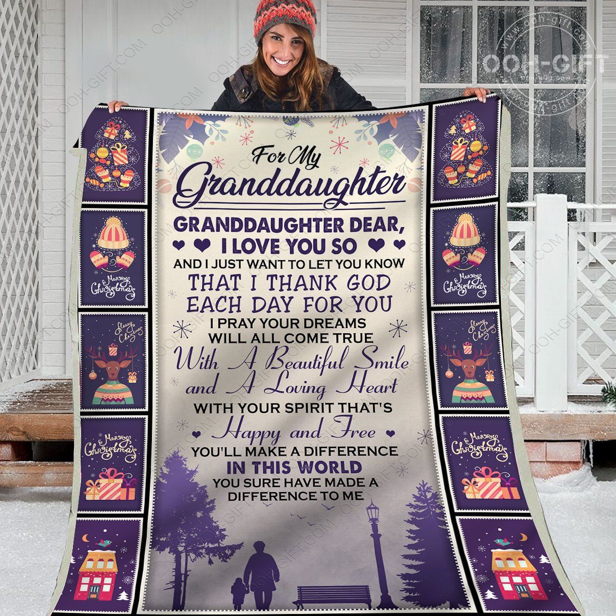 My Granddaughter Purple Sherpa Fleece Blanket
