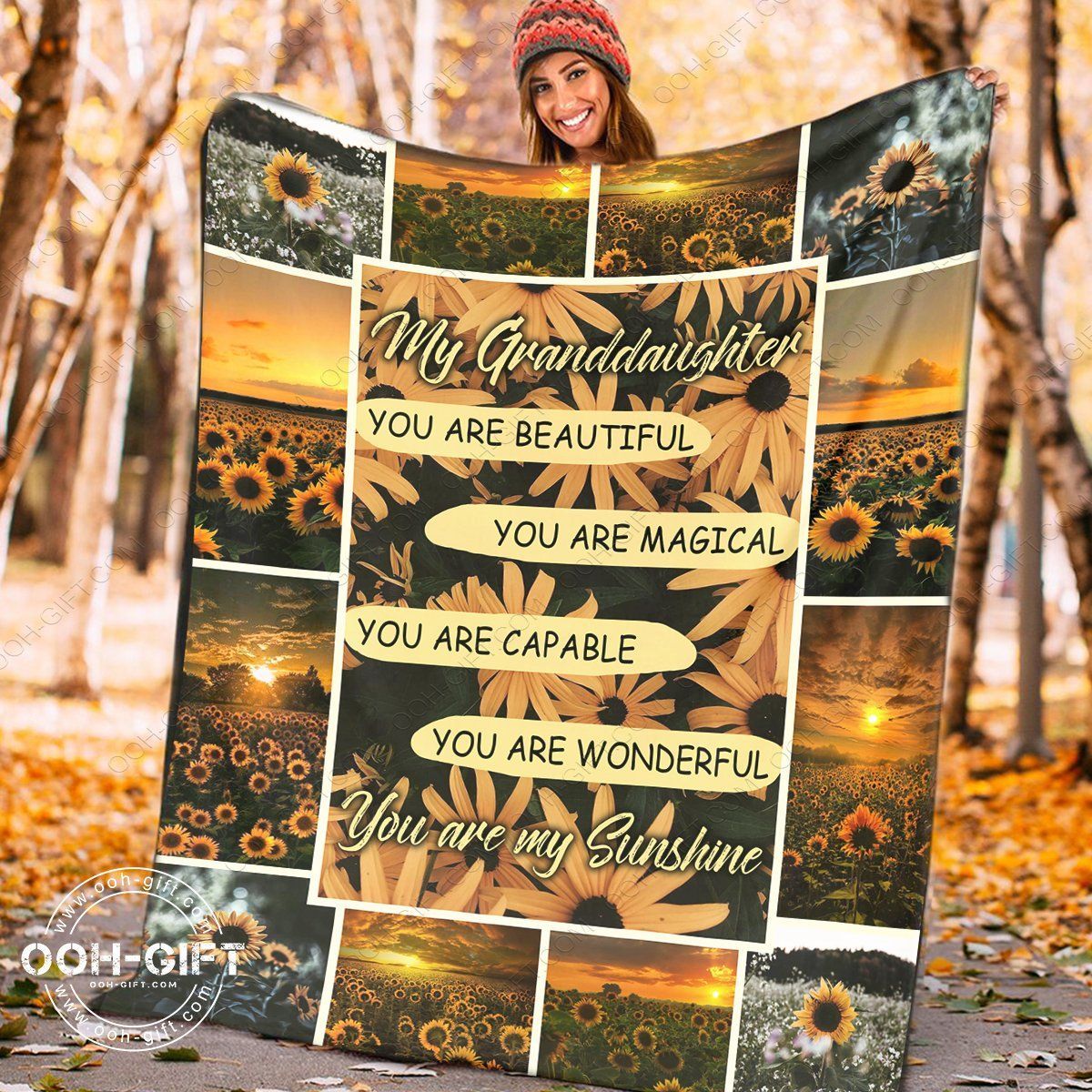 My Granddaughter Sunflower Sherpa Fleece Blanket