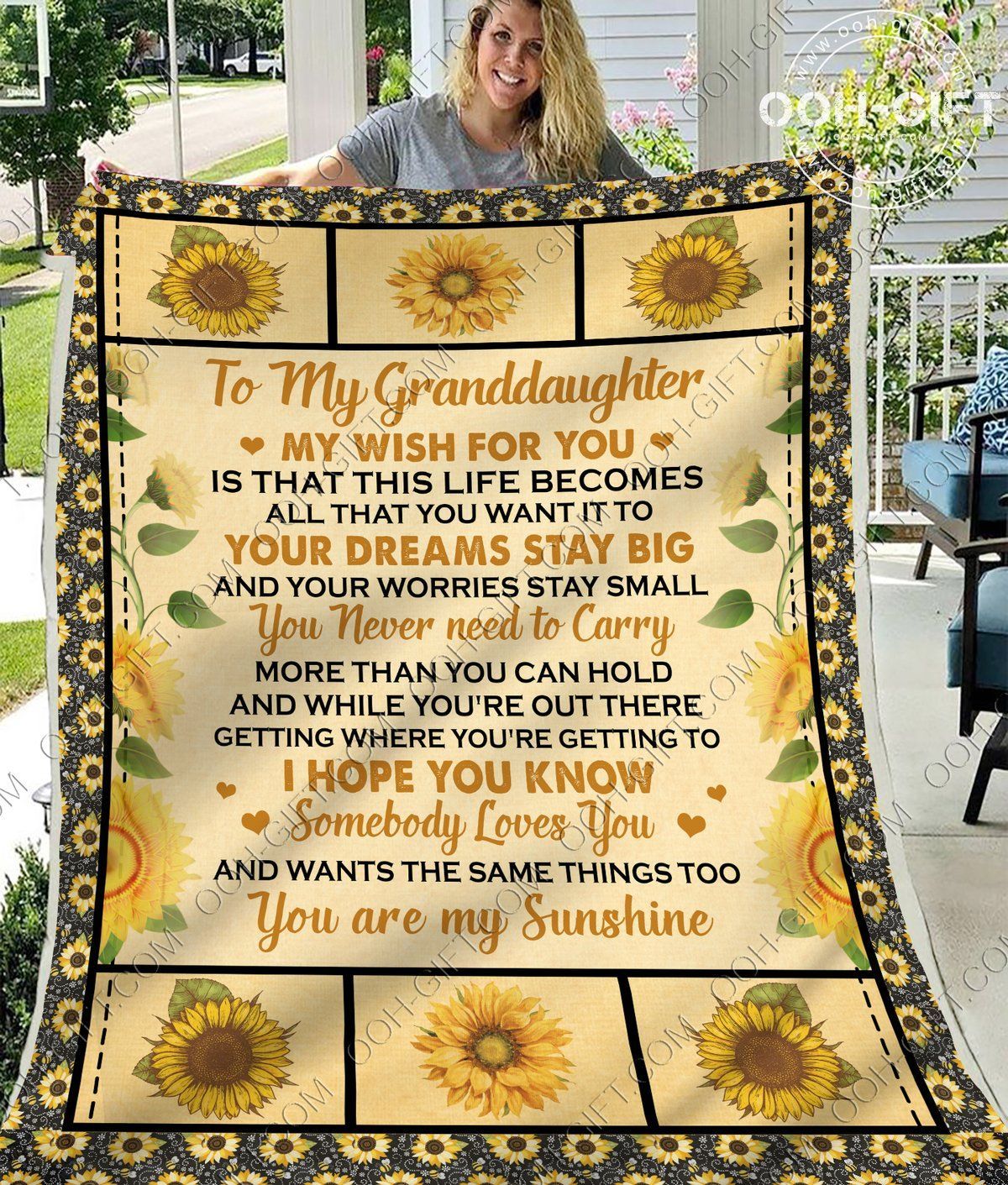 My Granddaughter Yellow Sherpa Fleece Blanket