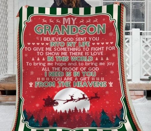 My Grandson Christmas Sherpa Fleece Blanket