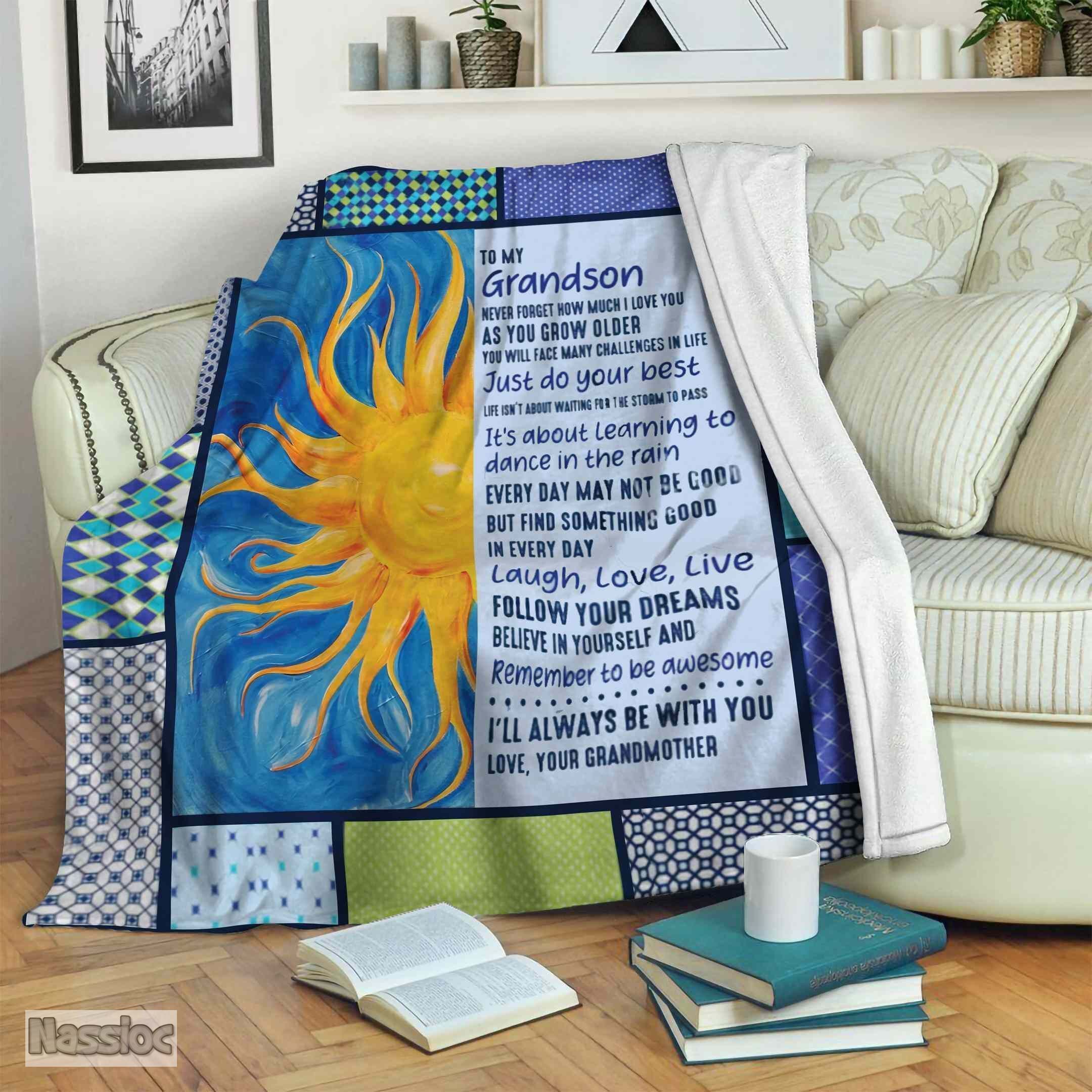 My Grandson I Love You Fleece Blanket