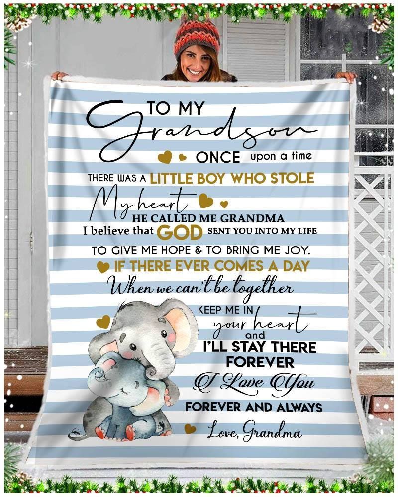My Grandson Little Boy Who Stole My Heart Blanket Grandma Love You Forever
