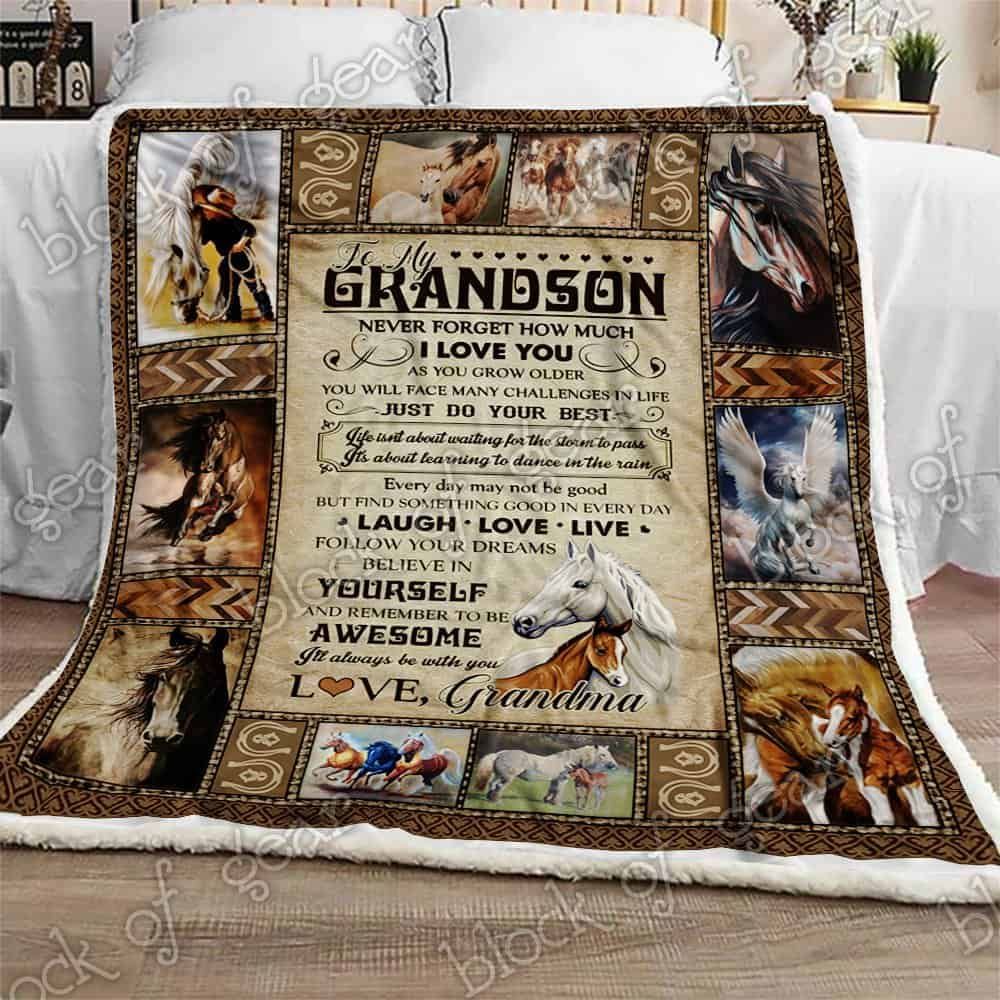 My Grandson Remember To Be Awesome Love Grandma Fleece Blanket