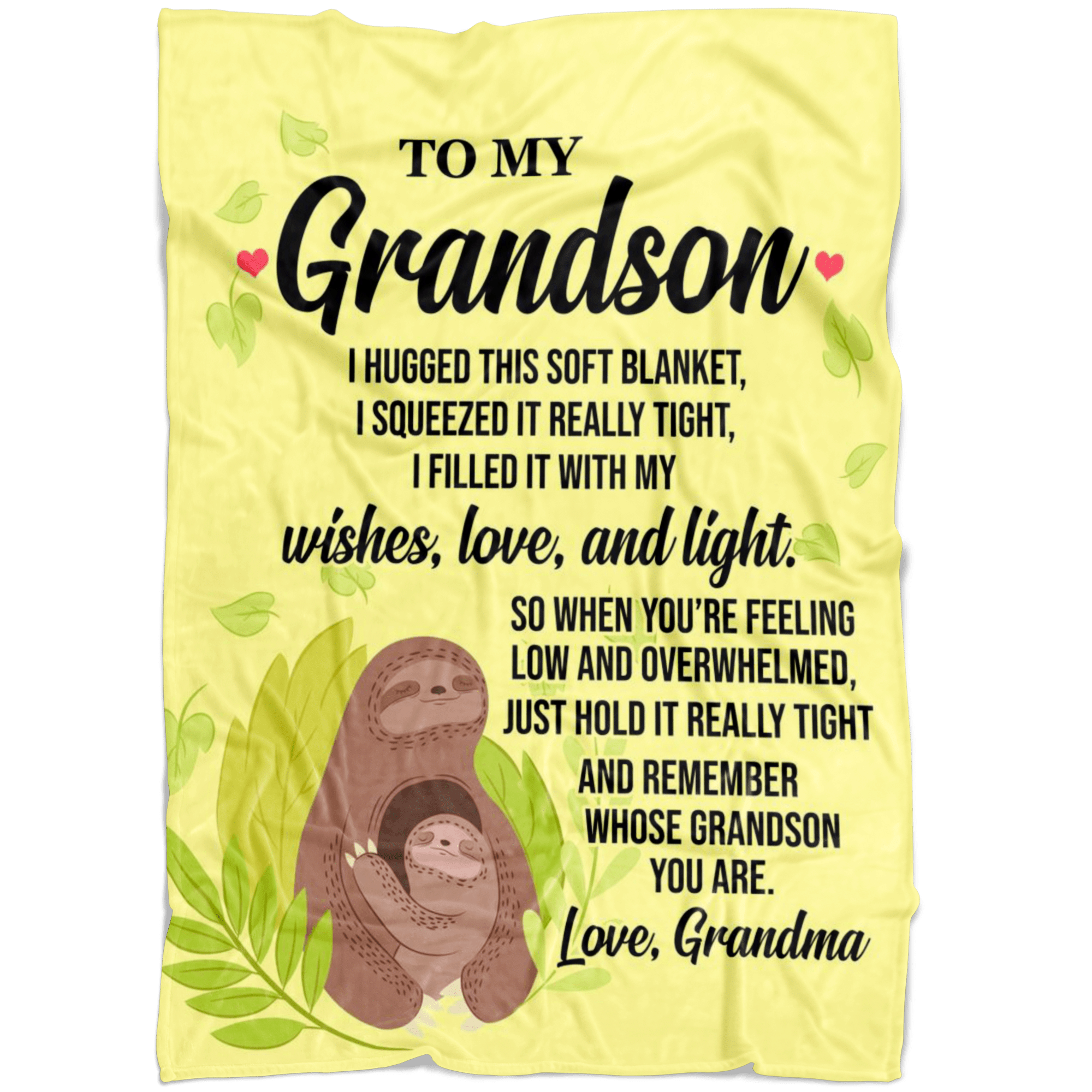 My Grandson Sloth Love Mom And Baby Printed Fleece Blanket