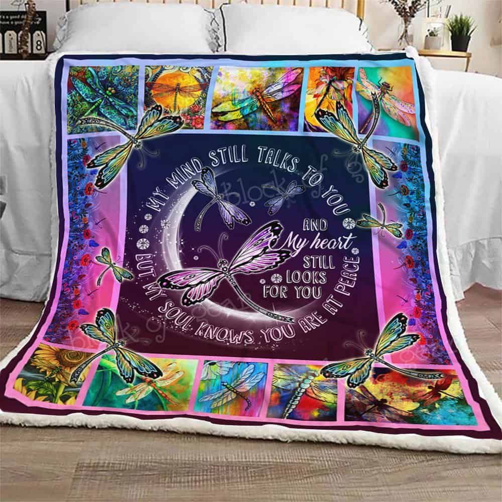 My Heart Still Looks For You Dragonfly Fleece Blanket