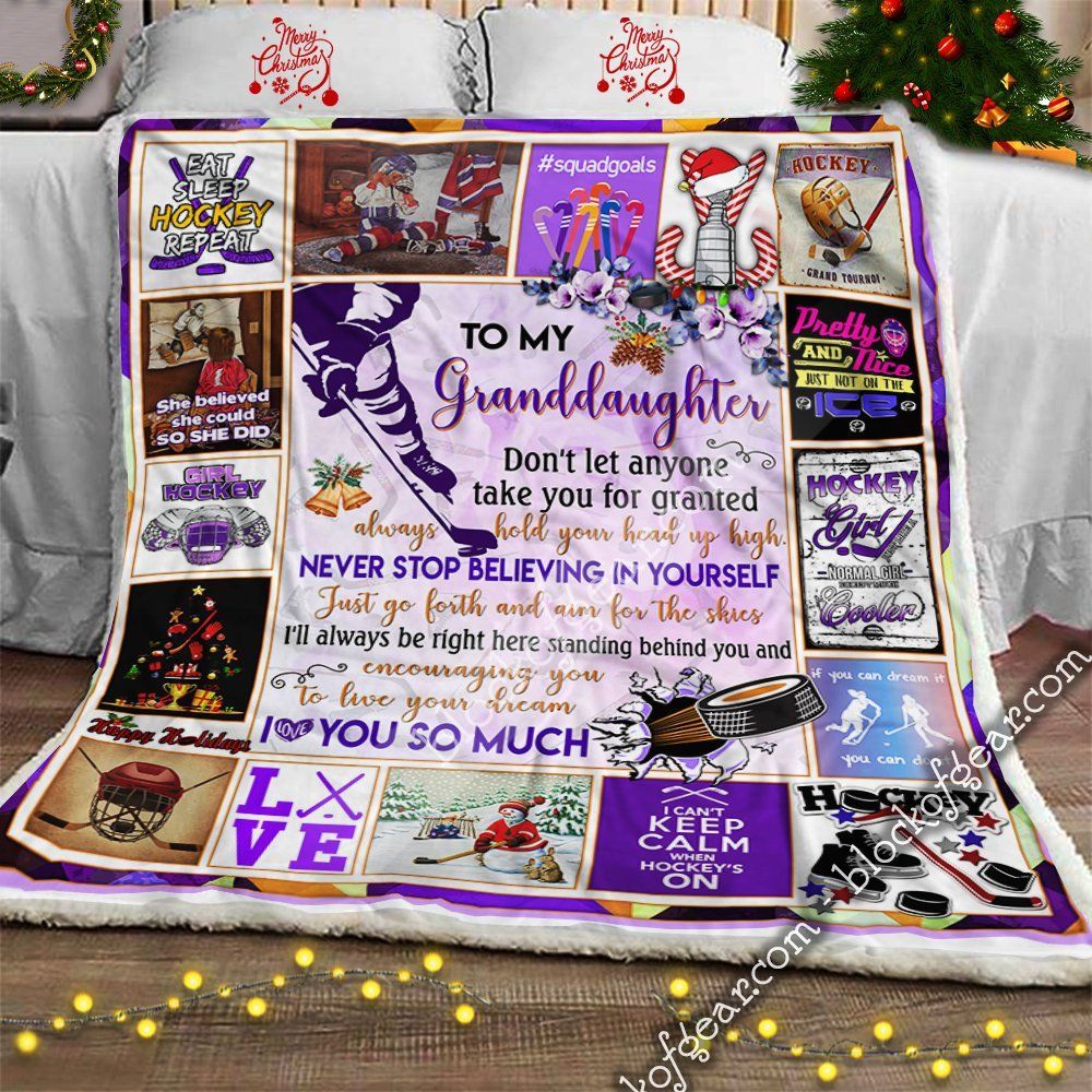 My Hockey Granddaughter Love Grandma Sherpa Fleece Blanket