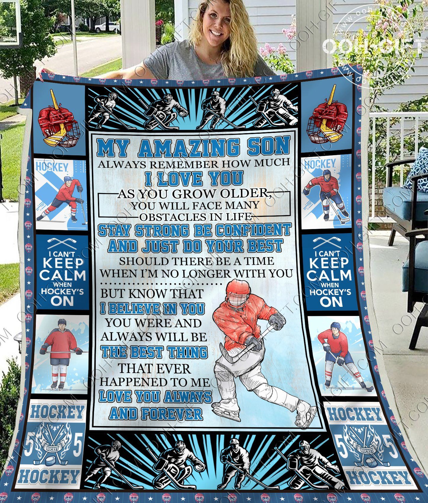 My Hockey Son Sherpa Fleece Blanket